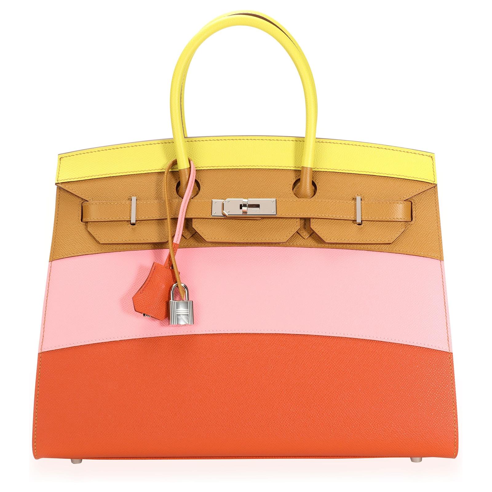 Herm?�s Lime, Sesame, Rose Confettis et amp; Terre Battue Sunrise Epsom Birkin 35 Cuir ref.620165 