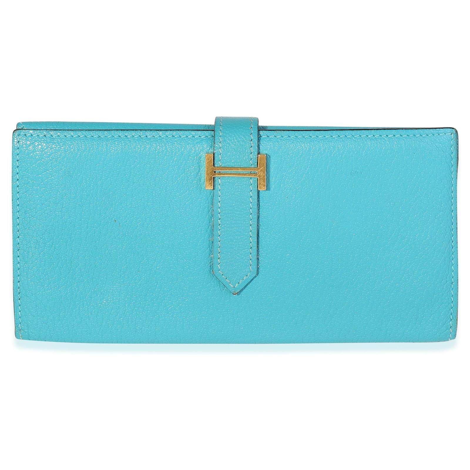 Hermès Hermes Bleu Paon Chevre Mysore Bearn Wallet Ghw Blue ref.620182 ...