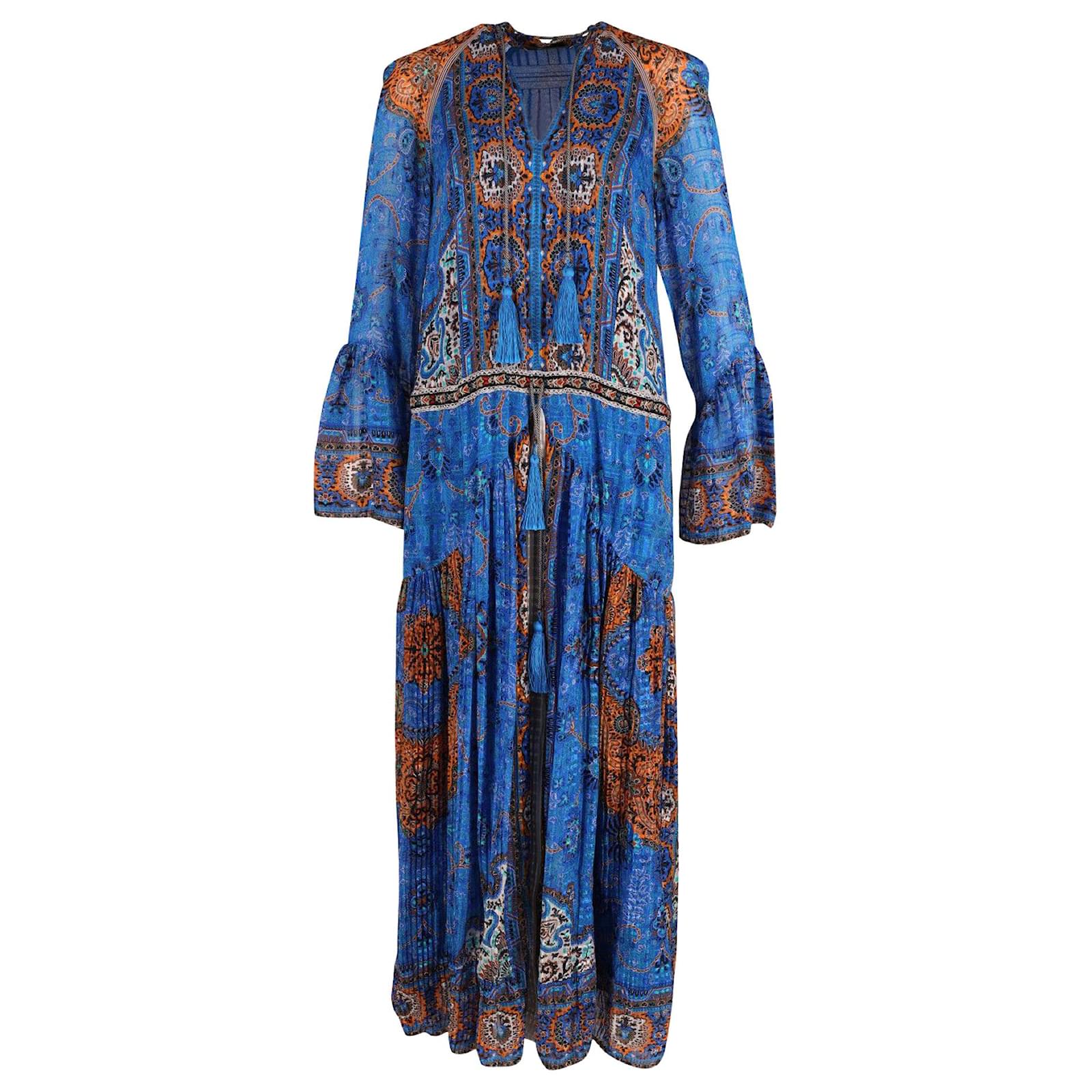 Etro Printed Tiered Maxi Dress in Blue Silk ref.JC620244 (Sold) - Joli Closet Etro Printed Tiered Maxi Dress in Blue Silk ref.JC620244 (Sold) - Joli Closet