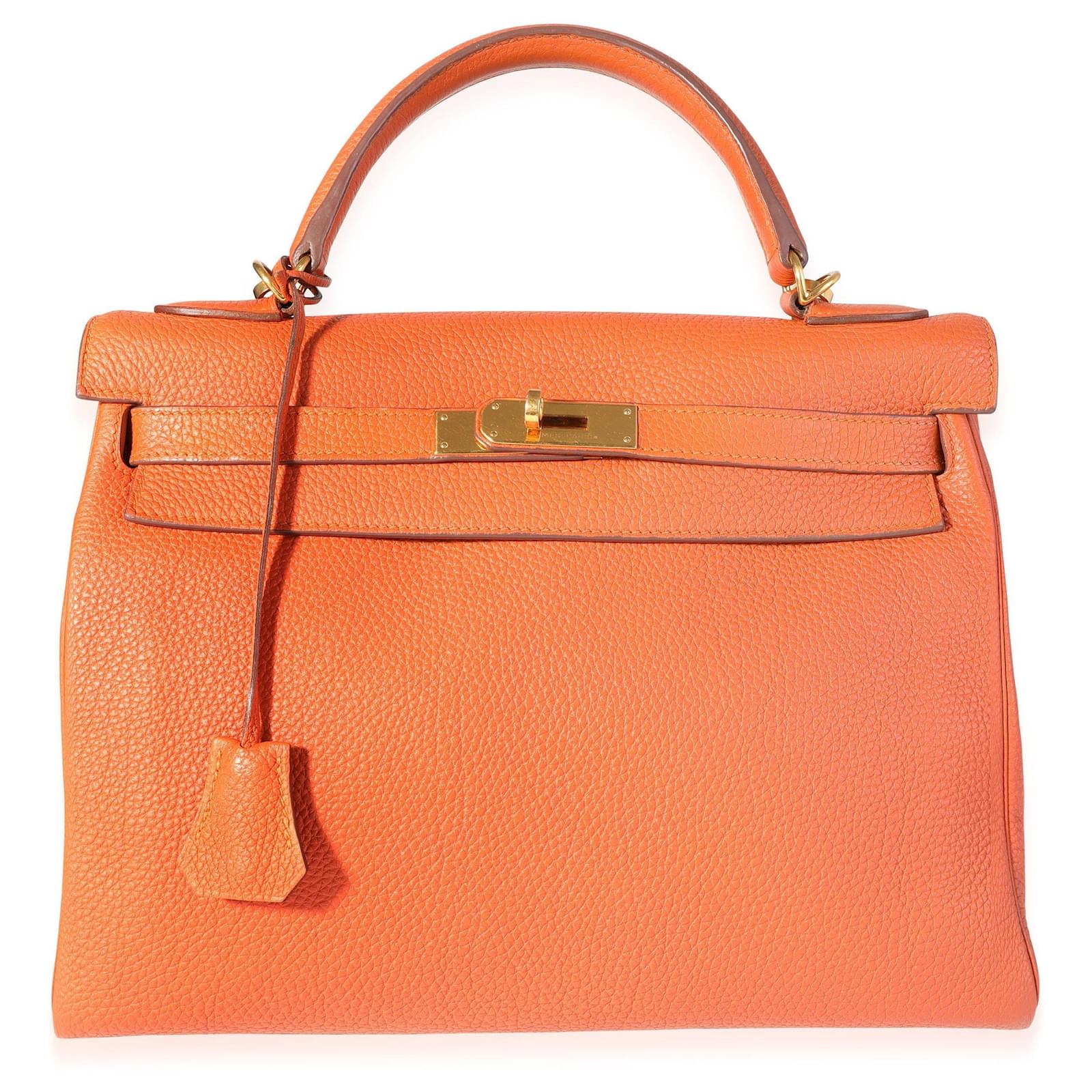 Hermès Hermes Orange Togo Retourne Kelly 32 GHW Leather ref.620260 - Joli  Closet