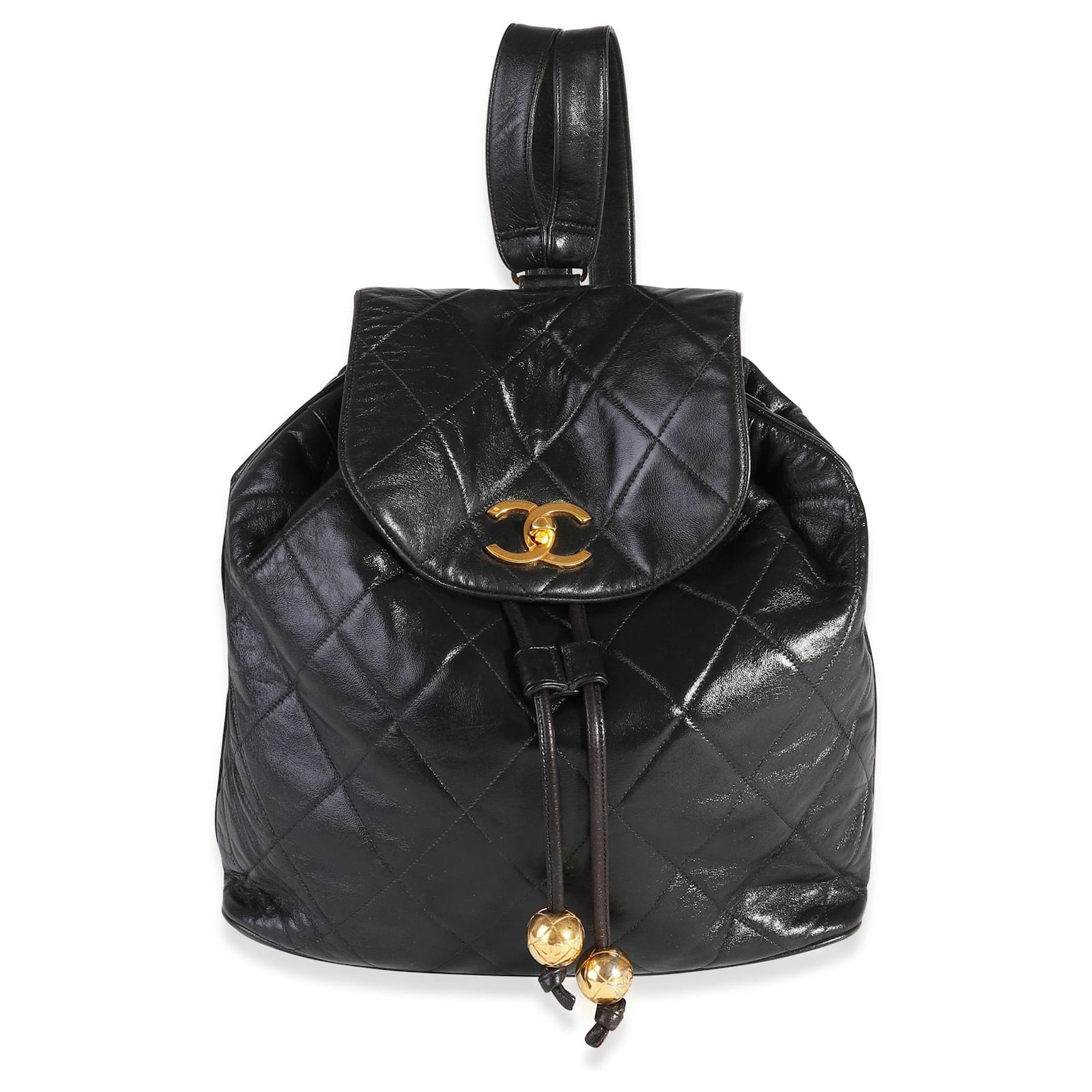 Chanel Vintage Black Quilted Lambskin Backpack Leather ref.620274 - Joli  Closet