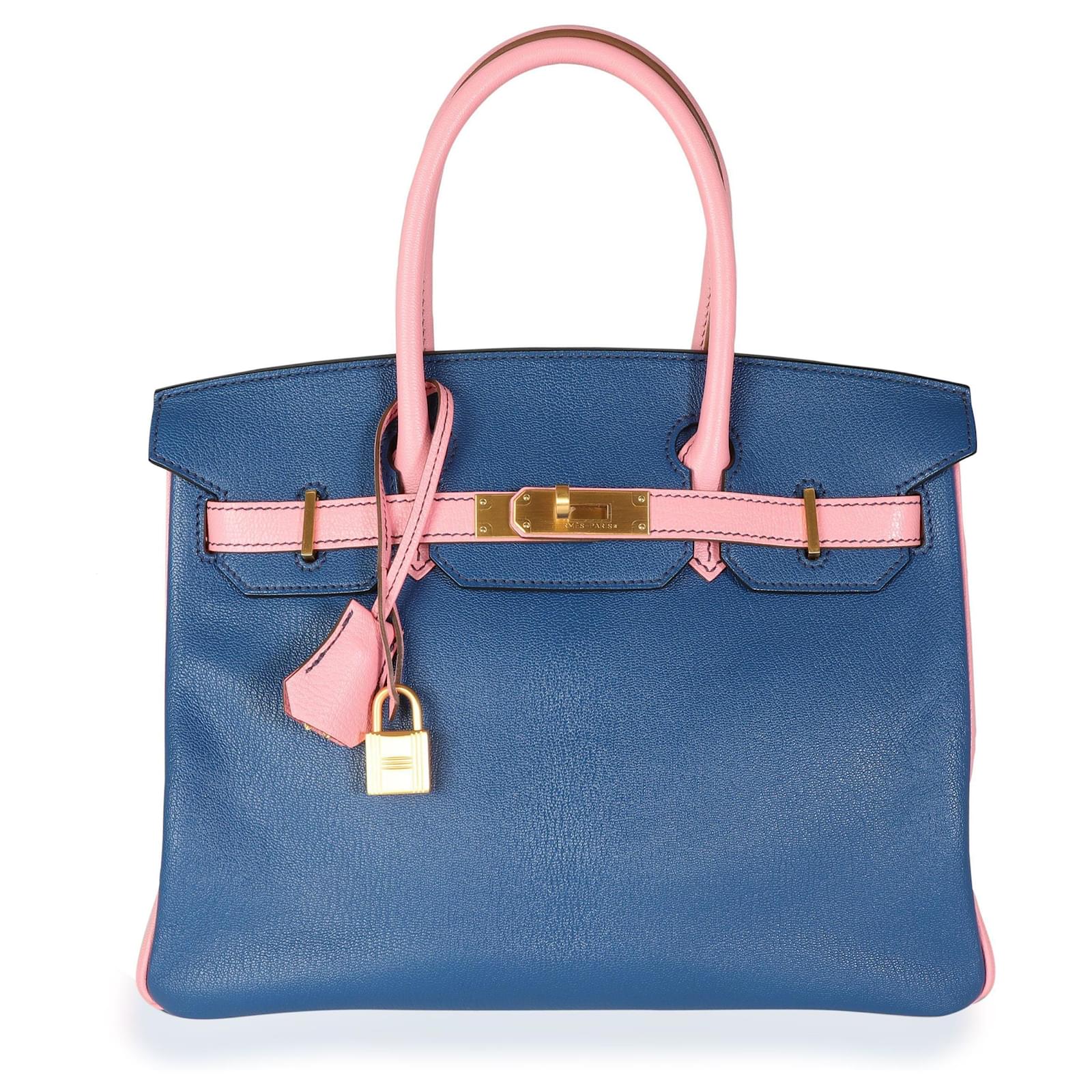 Hermès Hermes Hss Bleu Saphir & Rose Confetti Chevre Birkin 30 Bghw Blue  ref.620325 - Joli Closet