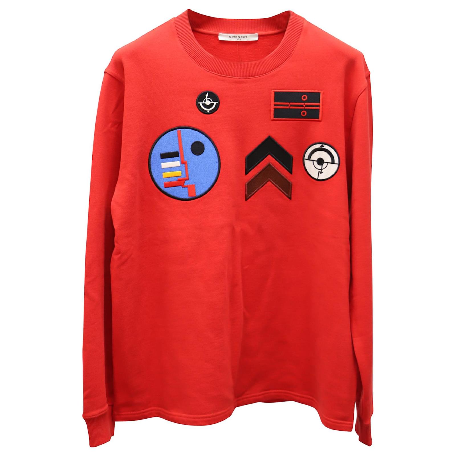 Givenchy Sweatshirt with Patch Appliques in Red Cotton  - Joli  Closet