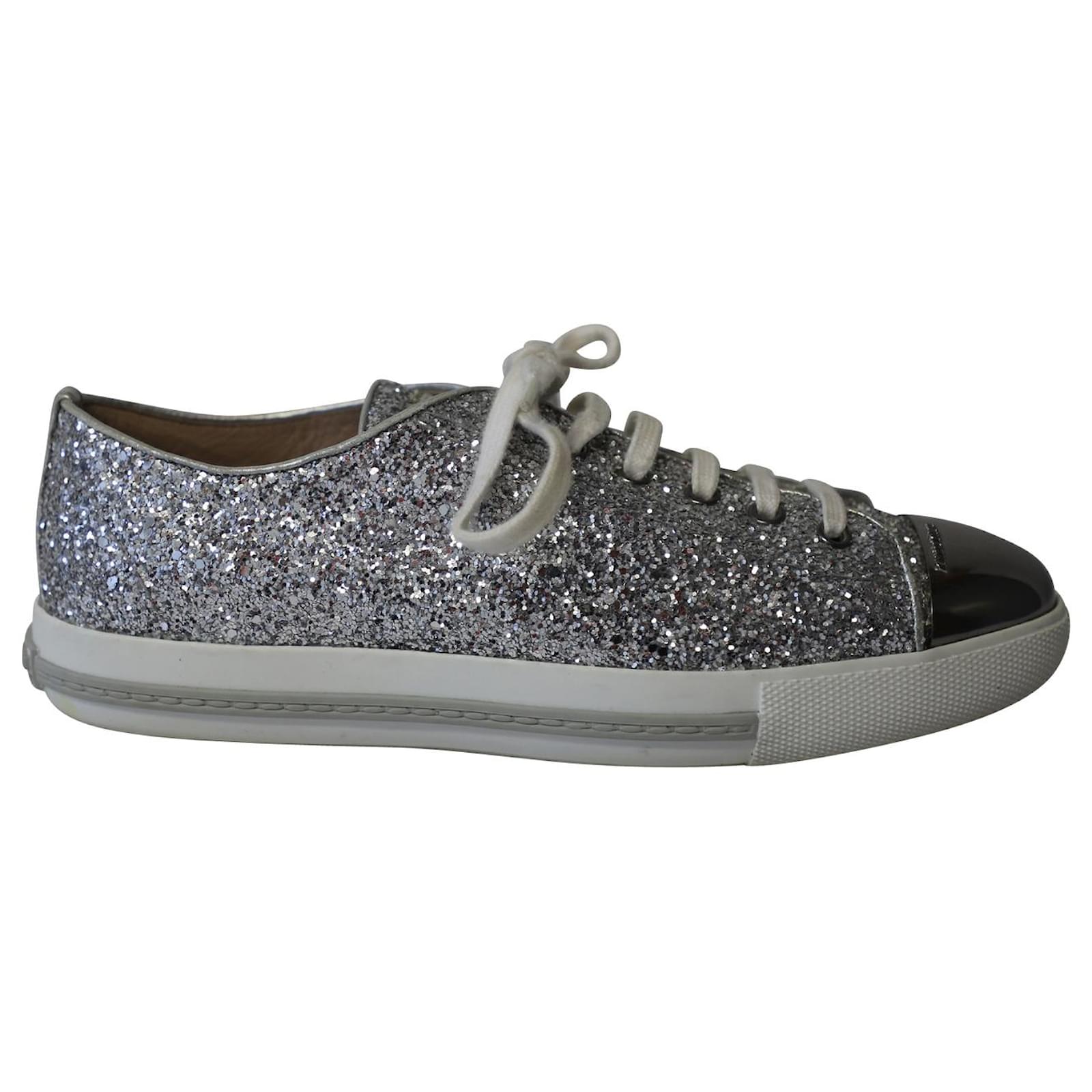 Miu Miu Soft Leather Low-top Sneakers with Embossed Logoed Sole women -  Glamood Outlet