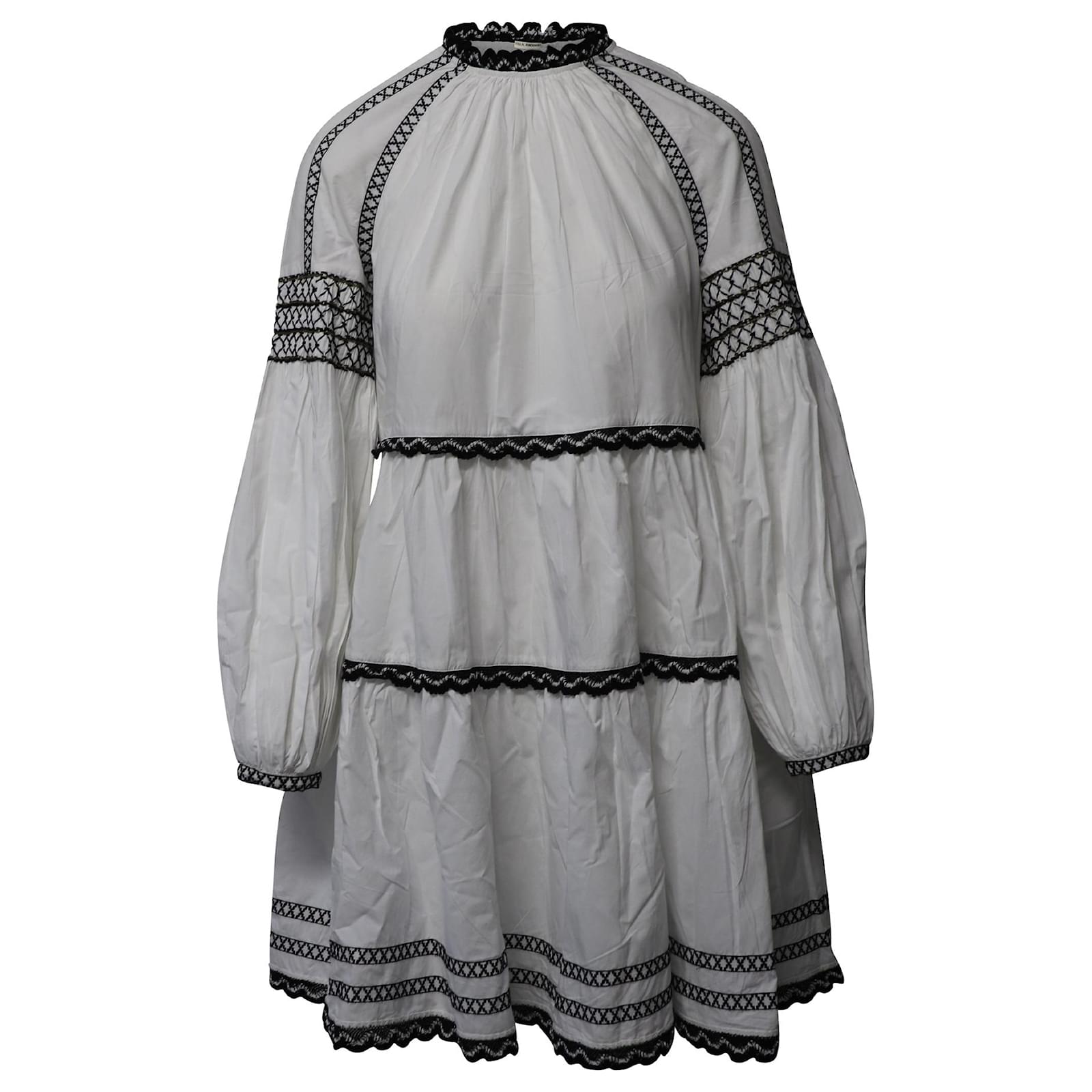 white christmas dresses Off White Cotton Lace Trim Skater Mini Dress M / Off White