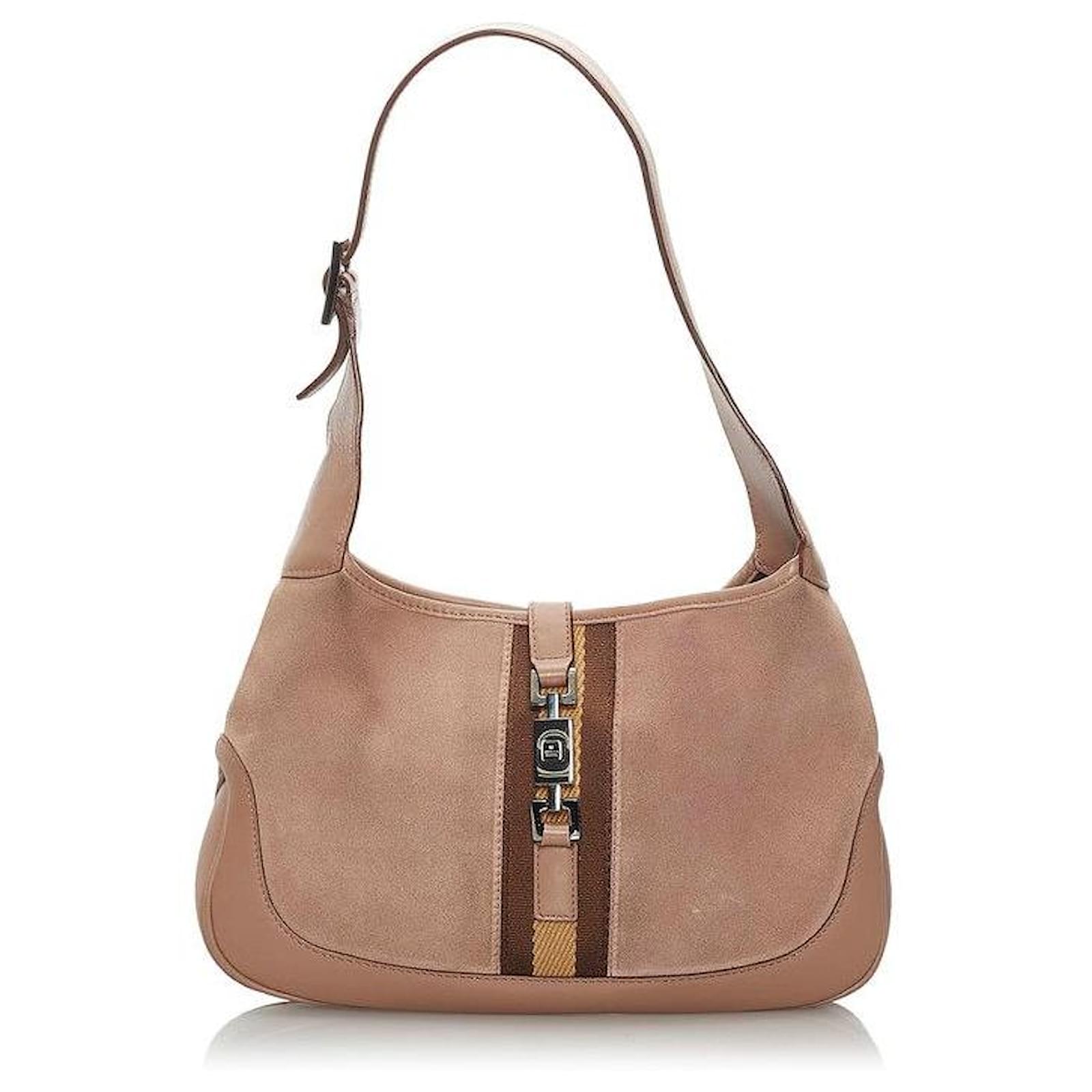 Gucci Suede Jackie O Hobo Bag Pink Metal ref.621033 Joli Closet