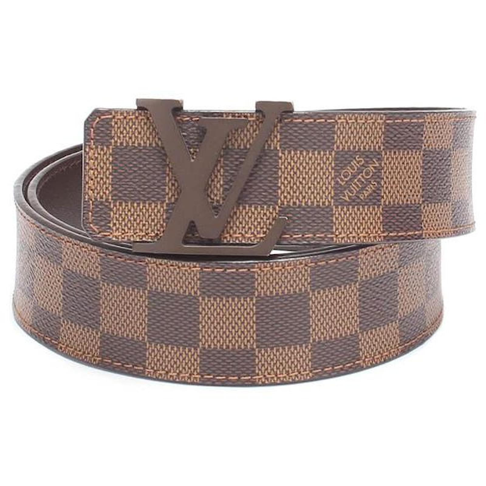 Louis Vuitton Damier Ebene Initiales Belt Brown Cloth ref.621085 - Joli  Closet