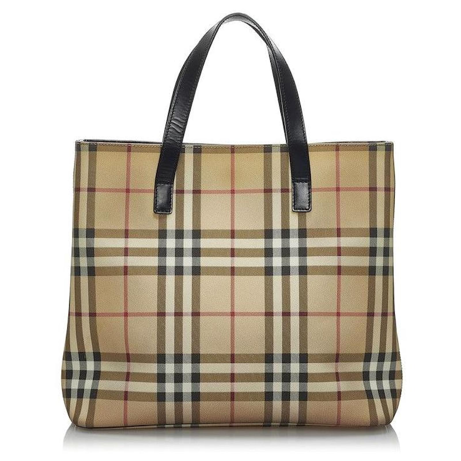 Burberry Mini Tote Bag in Coated Canvas With Check Pettern in 