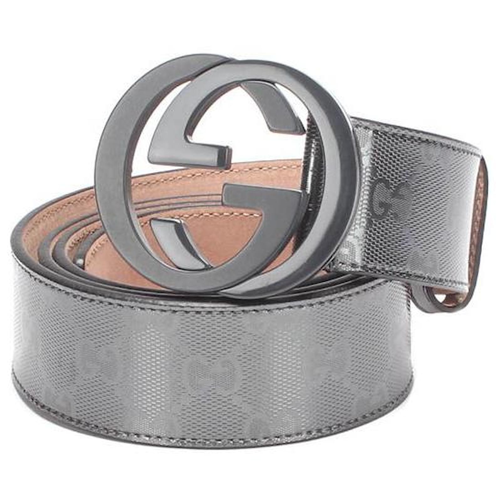 Gucci Ceinture G entrelacee GG Imprime Toile Noir ref.621262 Joli Closet