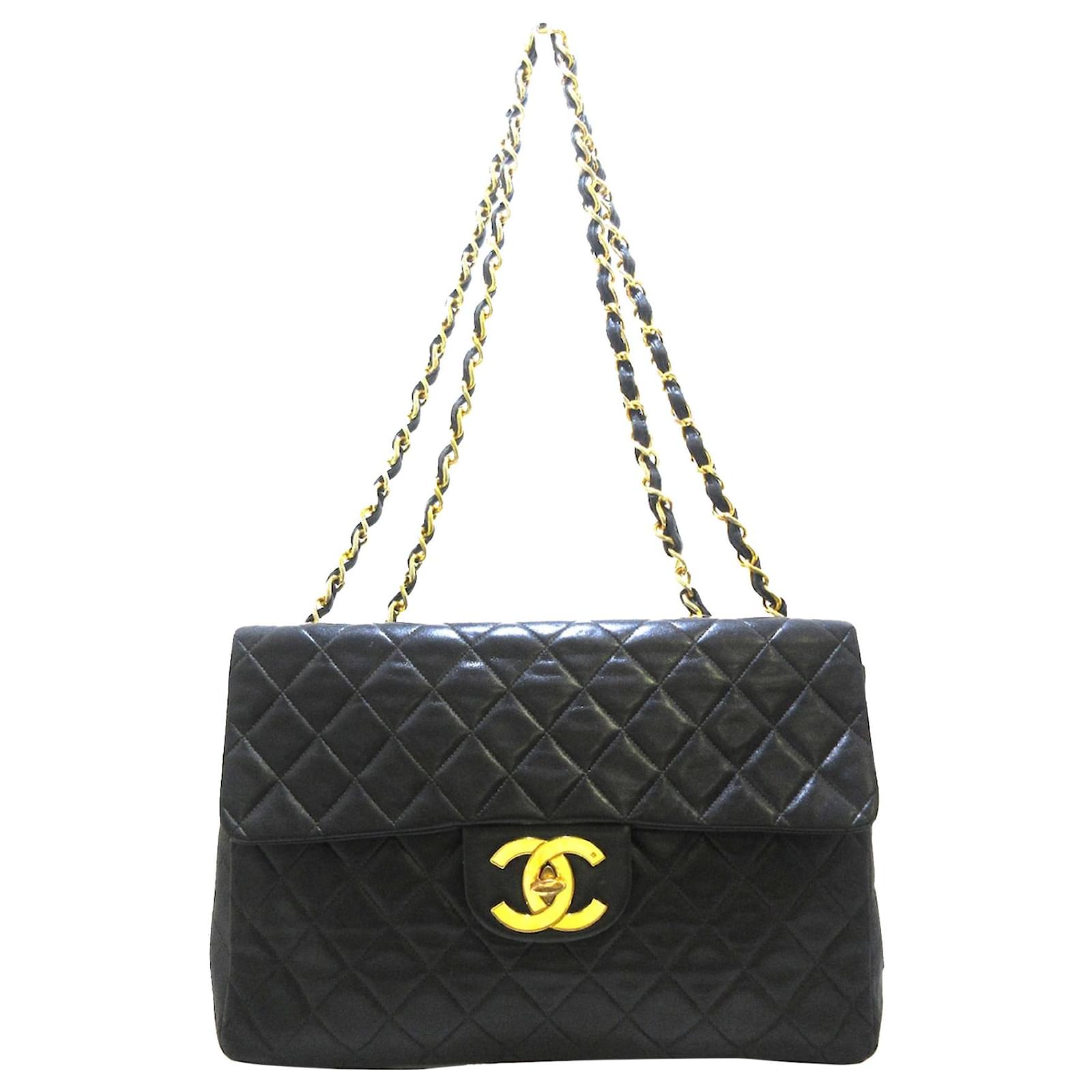 Chanel Gold Quilted Patent Leather Jumbo Classic Single Flap Bag