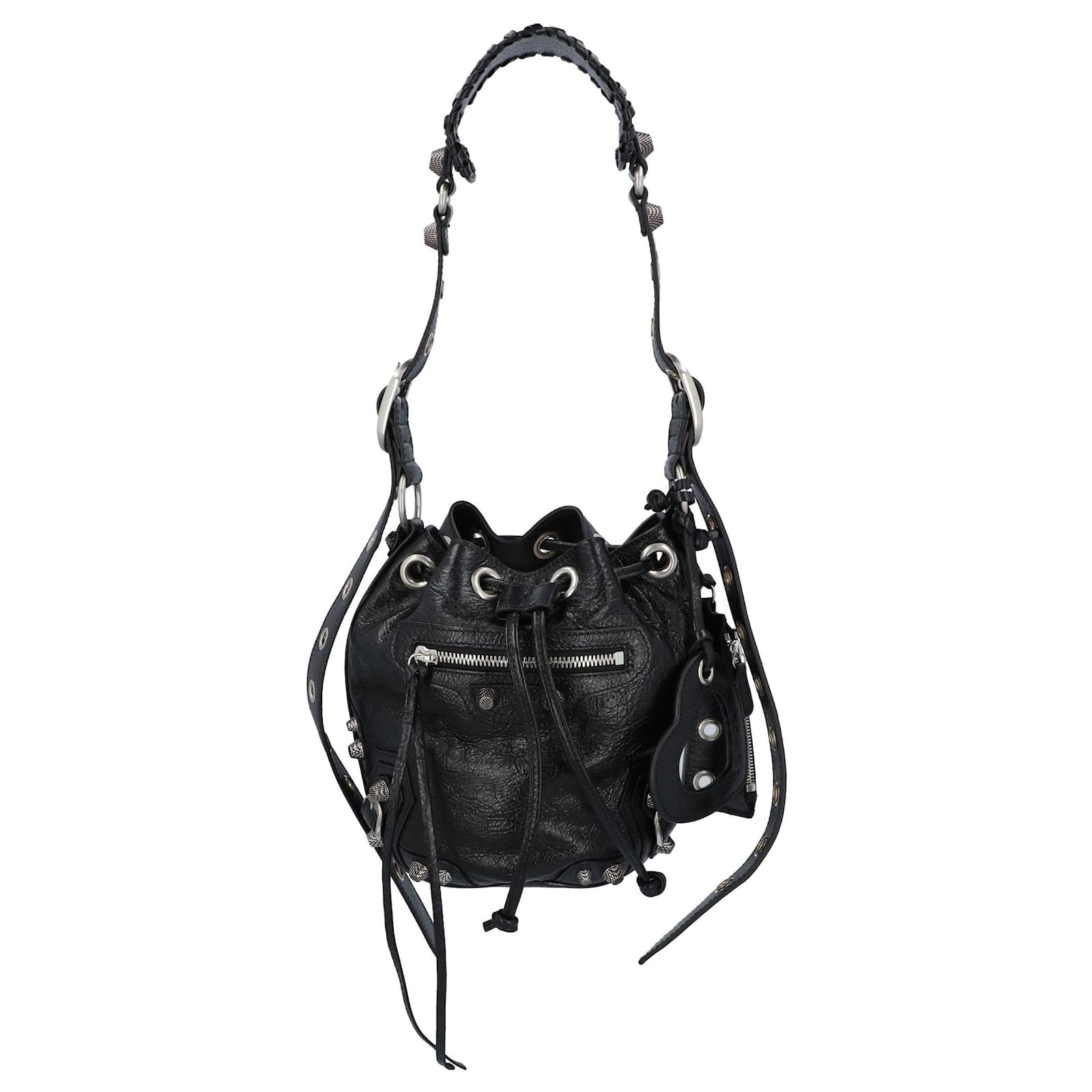 Balenciaga Damen Le Cagole XS Bucket Bag aus schwarzem Lammleder ref
