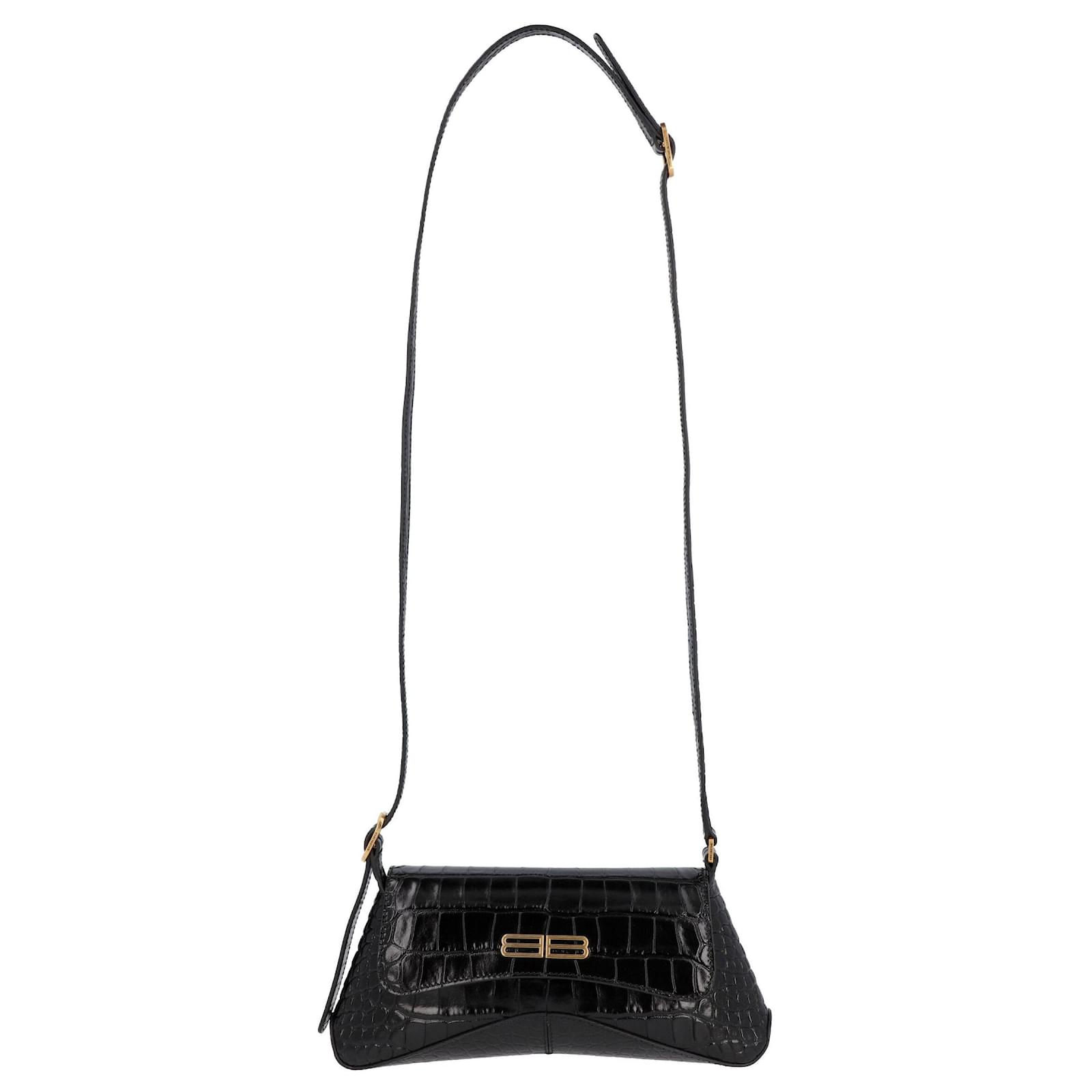 Balenciaga Women XX Small Flap Bag in Black crocodile embossed leather ...