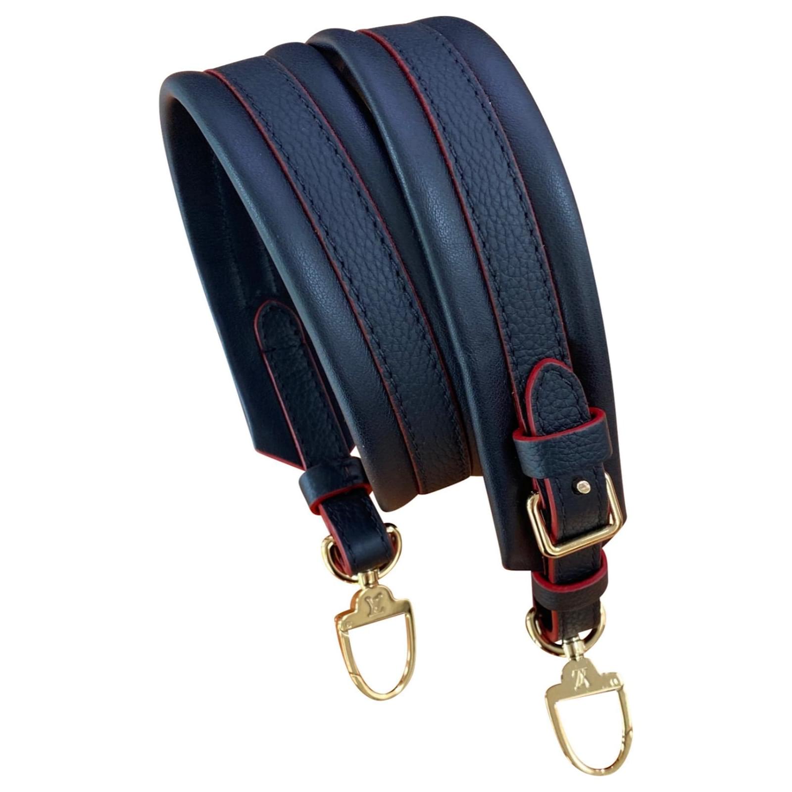 Louis Vuitton black leather removable shoulder strap Red ref