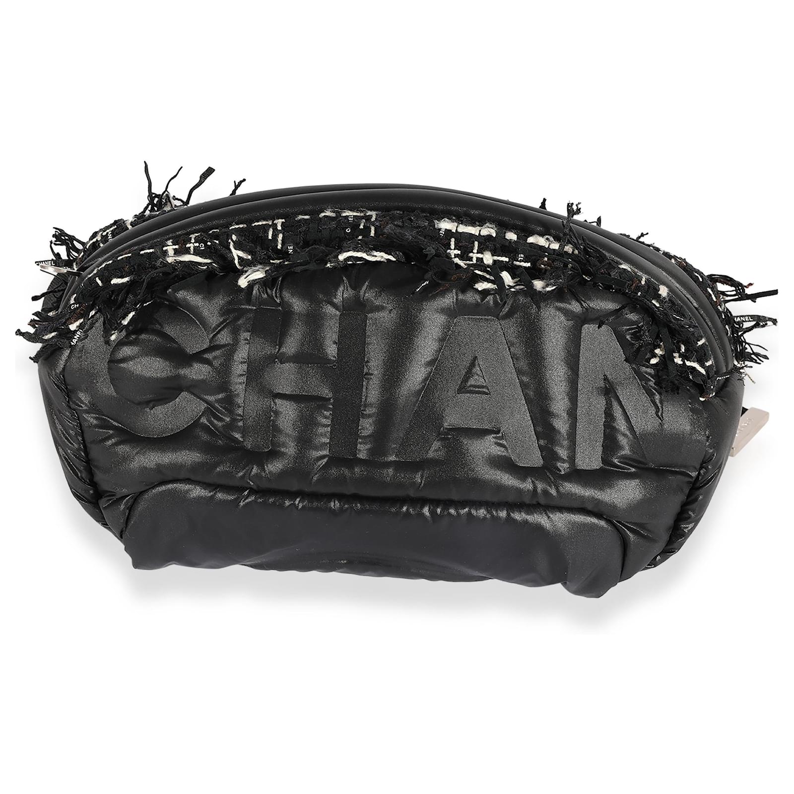 Chanel Black Embossed Nylon & Tweed Coco Neige Waist Bag ref.623144 - Joli  Closet