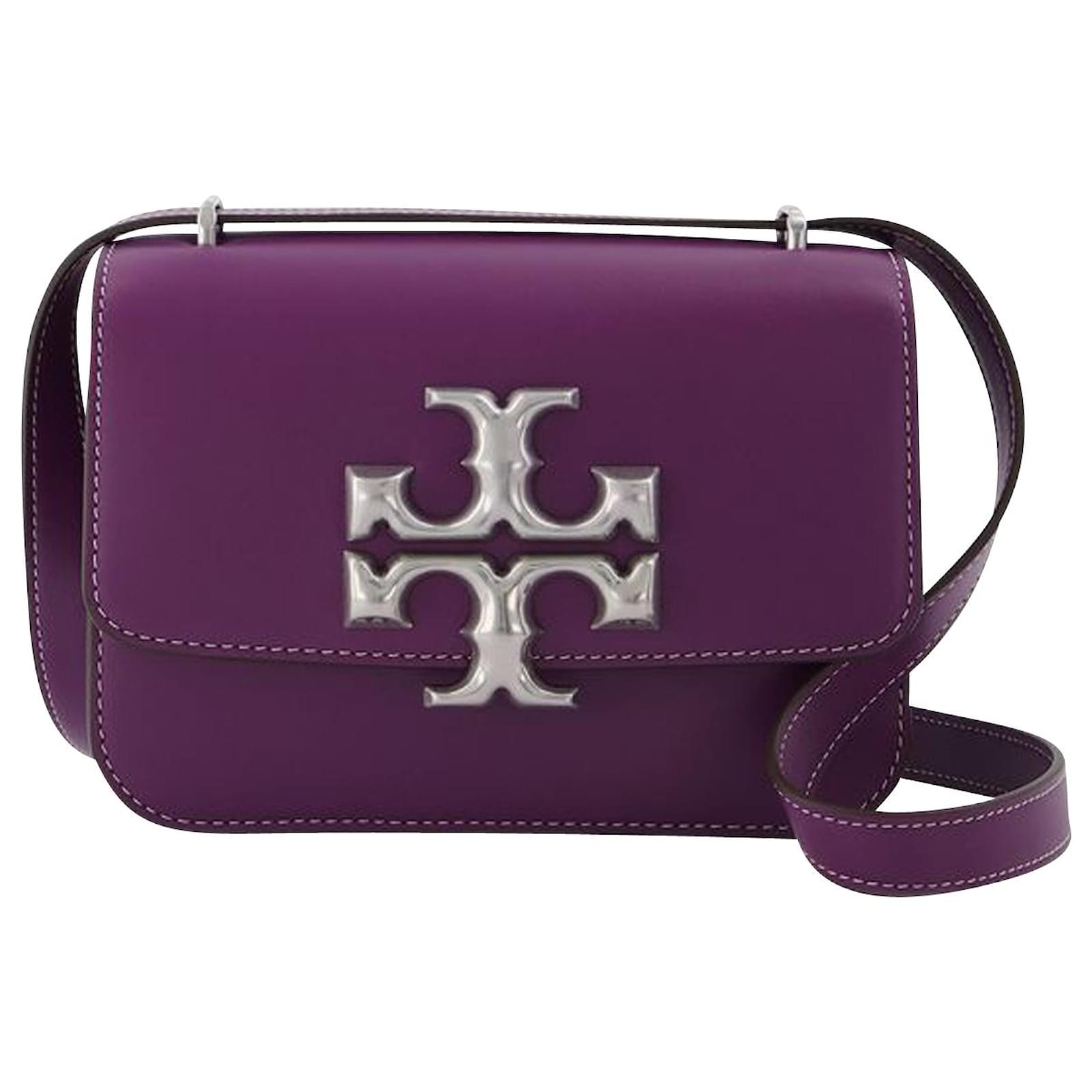 Tory Burch Eleanor Small Convertible Shoulder Bag Purple Leather   - Joli Closet