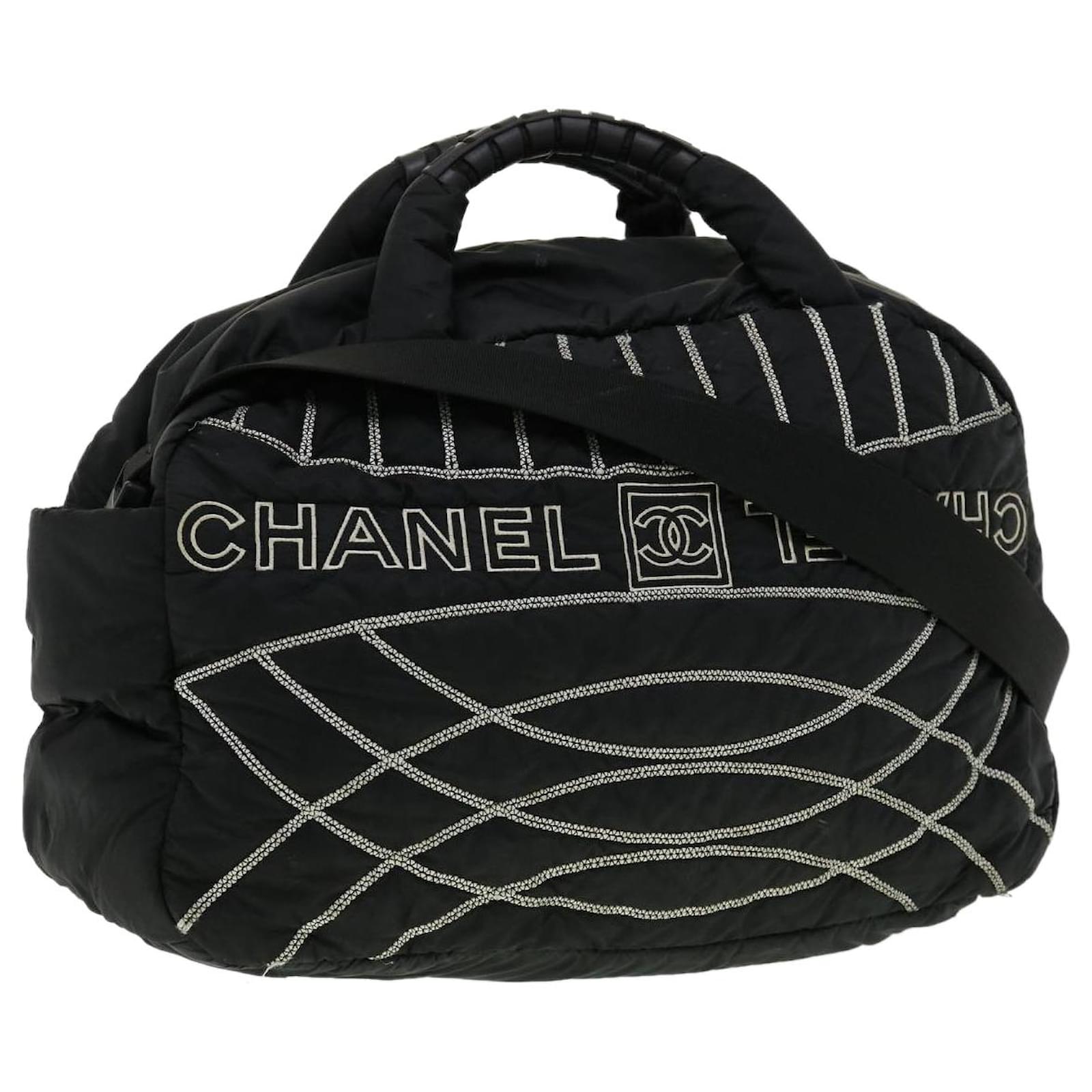 CHANEL Sports nylon Hand Bag 2way Black CC Auth uy046 ref.623369