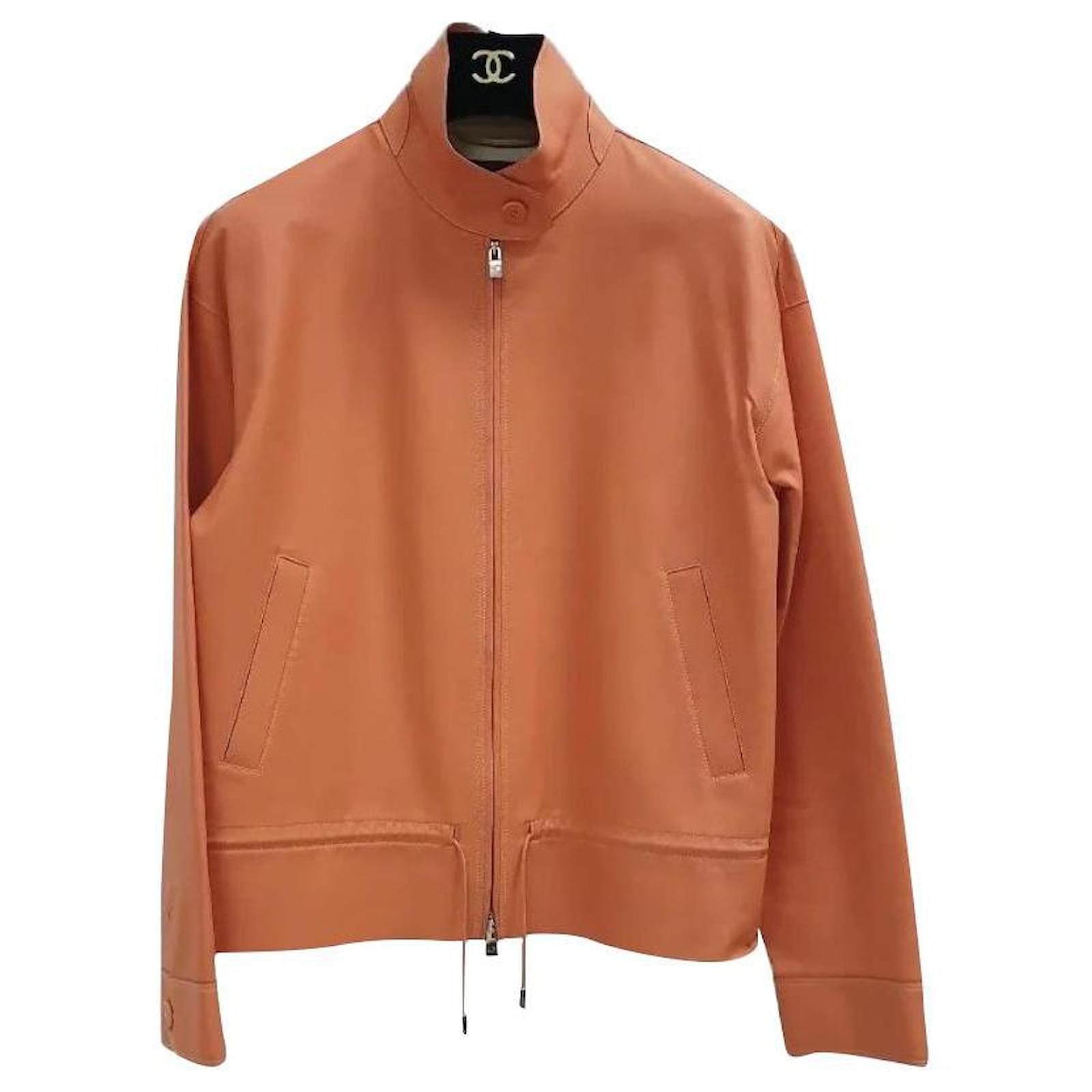 Loro Piana Orange leather Jacket Sz.38 ref.623620 - Joli Closet