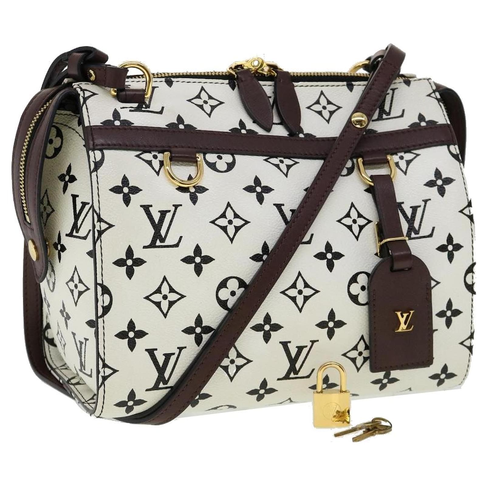 Handbags Louis Vuitton Louis Vuitton Monogram Speedy  PM Shoulder Bag White M42210 LV Auth 30478a