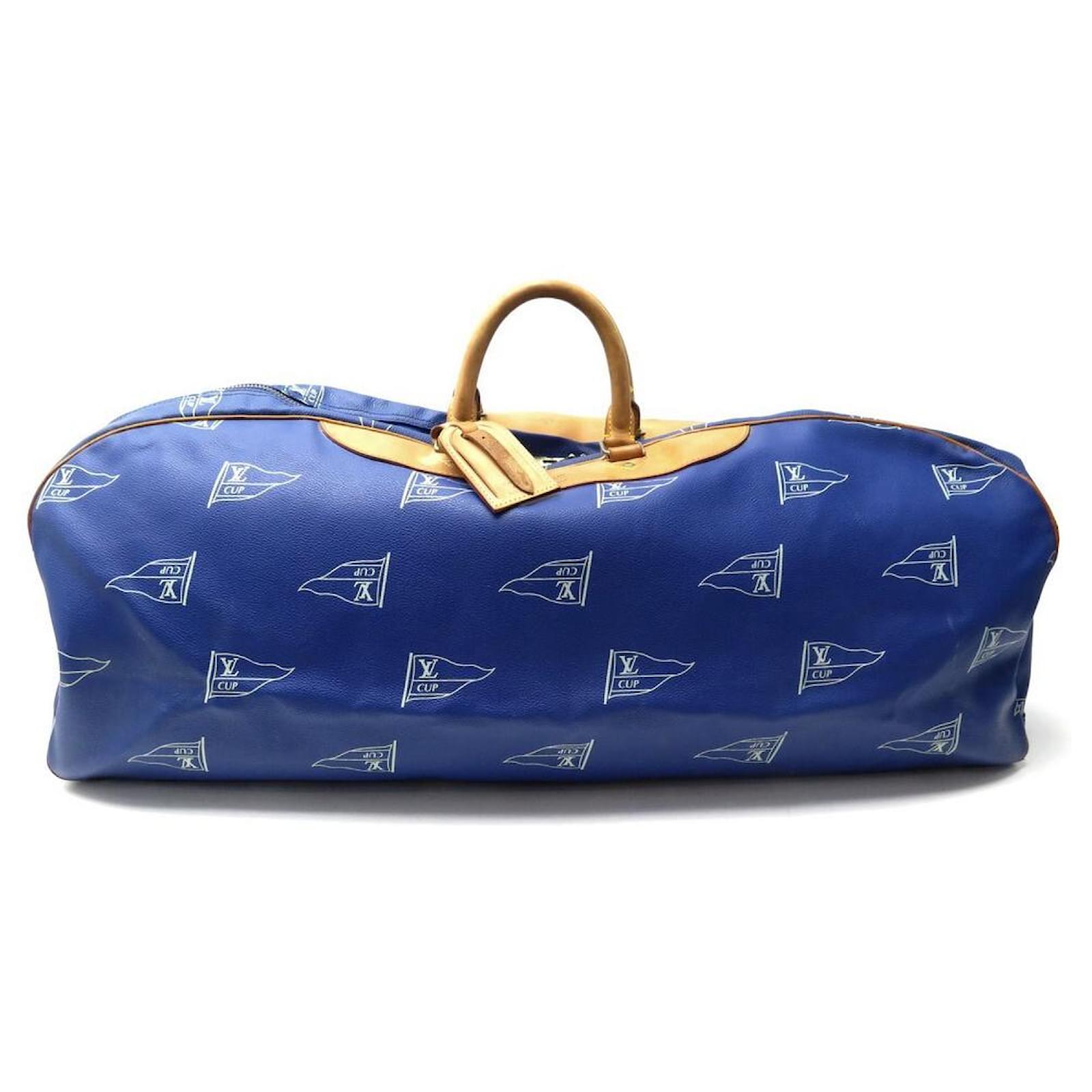 LOUIS VUITTON PLEIN AIR LONG KEEPALL LV AMERICA'S CUP BAG Blue Cloth  ref.624642 - Joli Closet