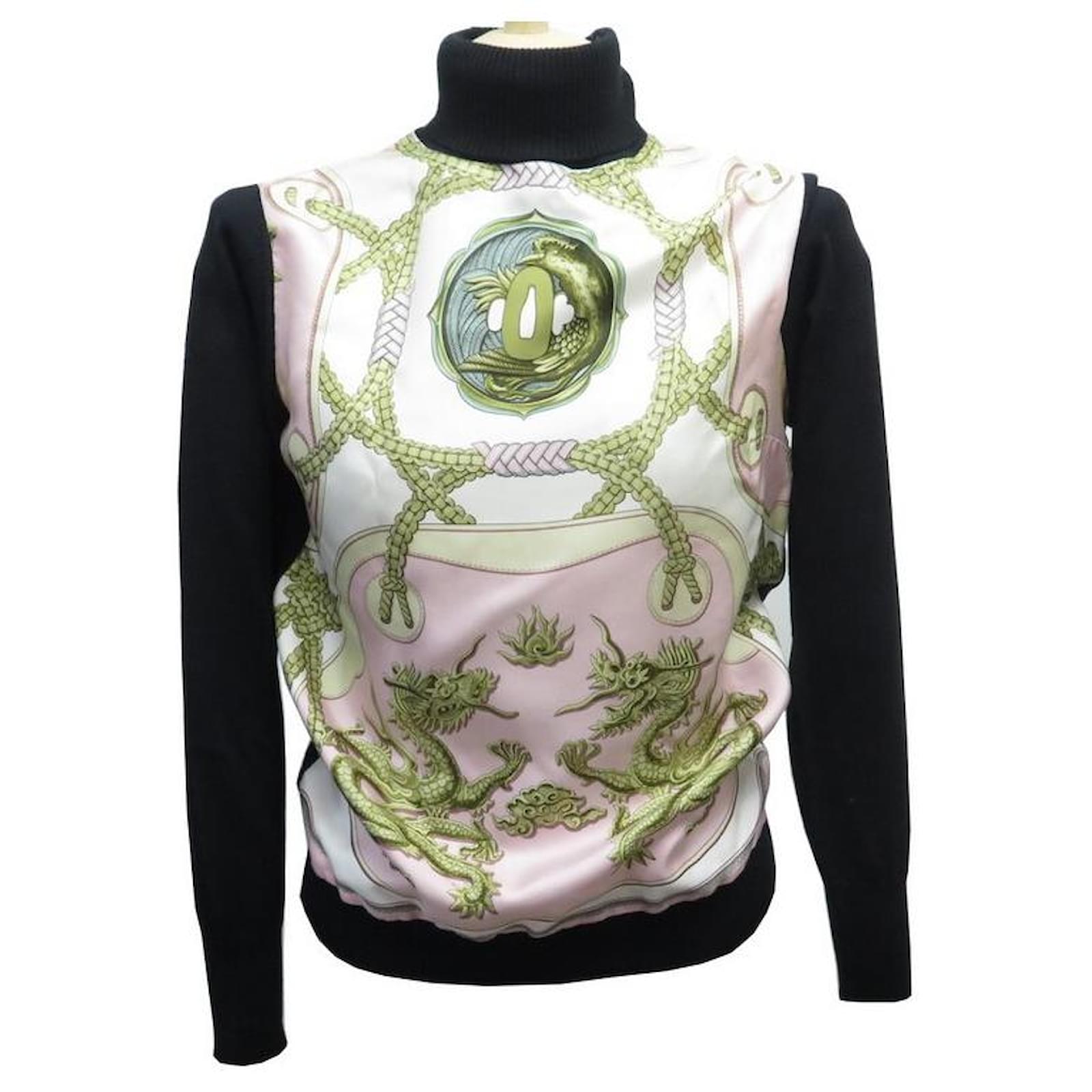 Hermès VINTAGE PULL HERMES SPORT COL ROULE CARRE TSUBA 40 M LAINE