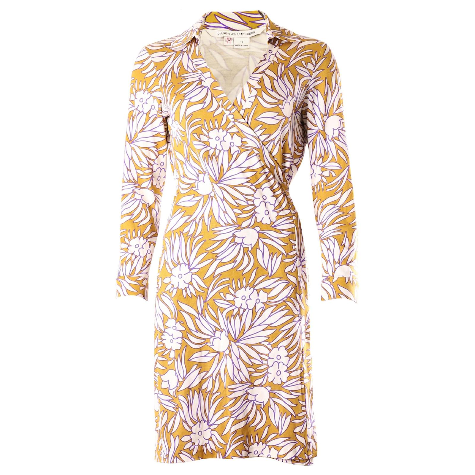 Vestido cruzado con estampado floral en seda multicolor de Diane Von  Furstenberg  - Joli Closet