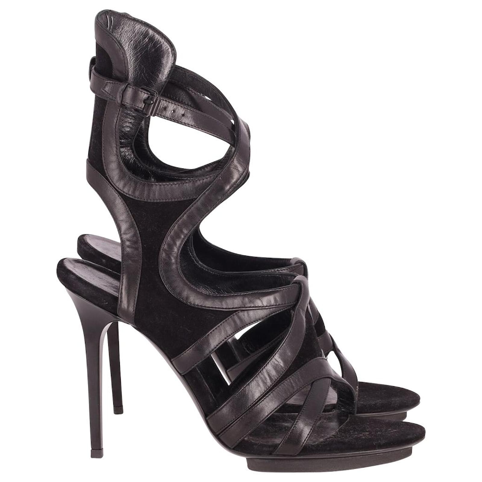 Carvela Karma Cut Out Stiletto Heel Suede Court Shoes, Black, 4