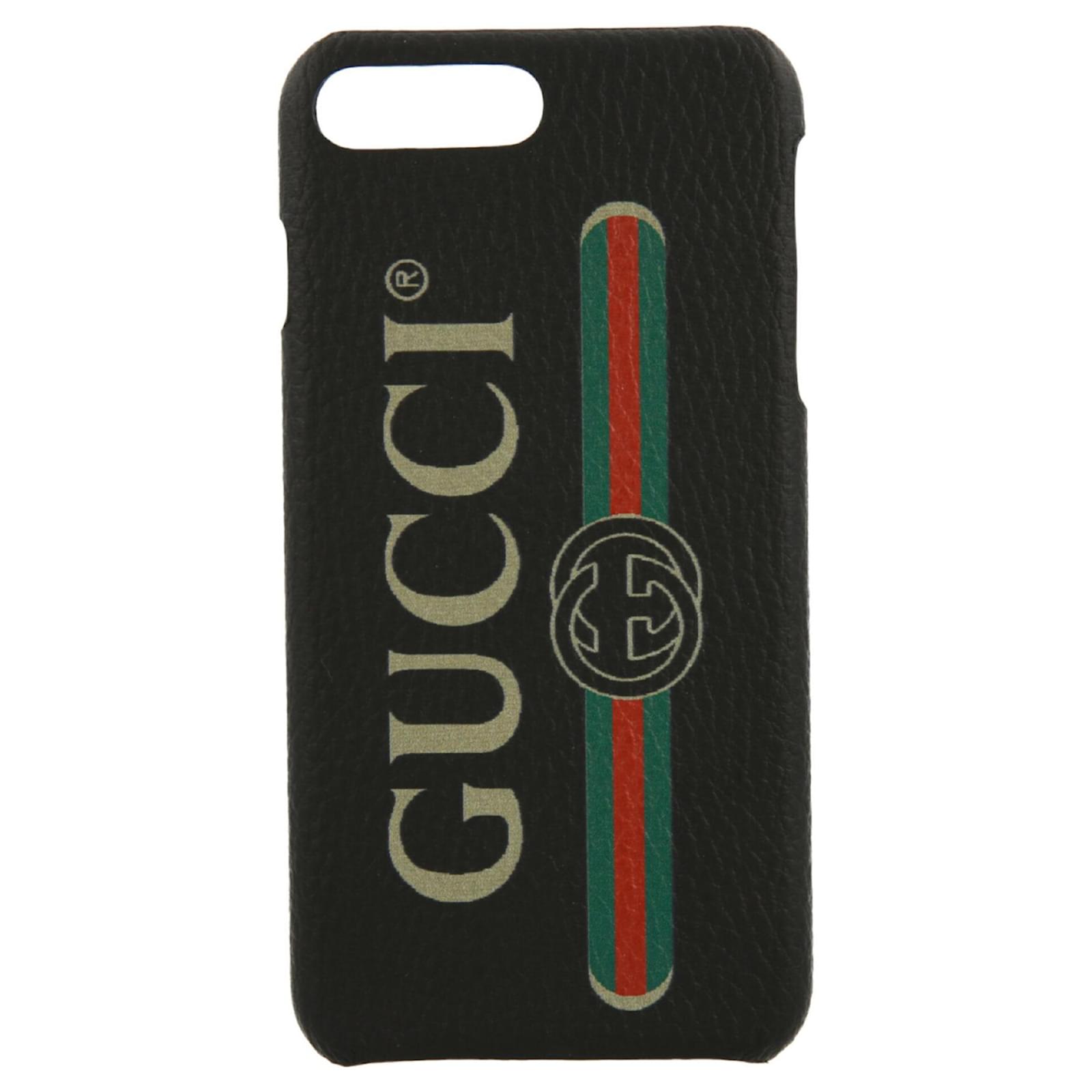 software invadir aleación iPhone de piel con logotipo estampado de Gucci 8 Plus caso Negro Cuero  ref.625043 - Joli Closet