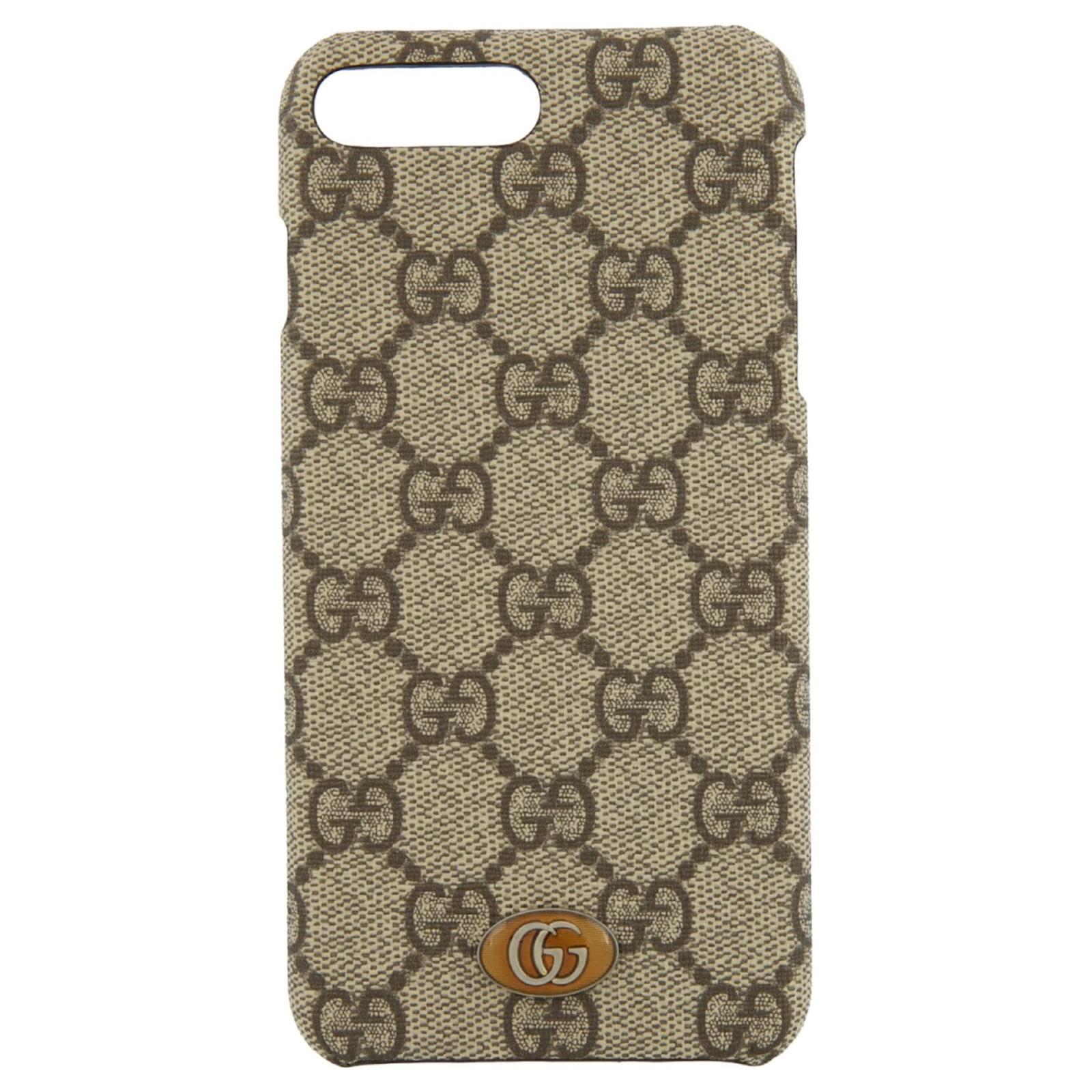 vrouwelijk Aktentas Voorgevoel Gucci GG Supreme iPhone 8 Case Brown Cloth ref.625046 - Joli Closet