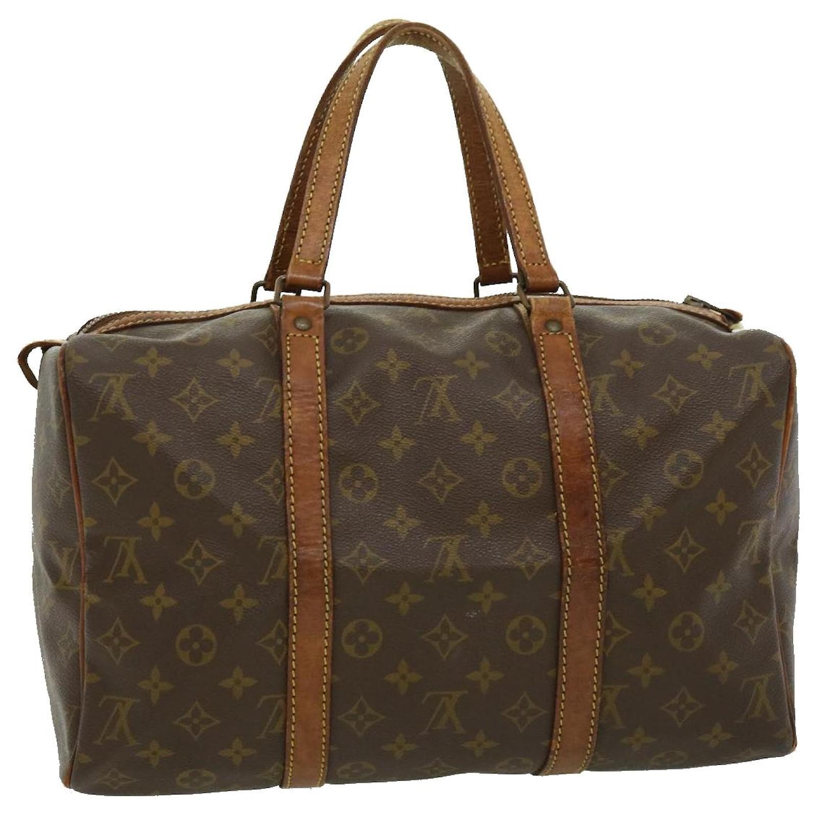 Louis Vuitton Monogram Sac Souple 35 Leather Fabric Brown Boston