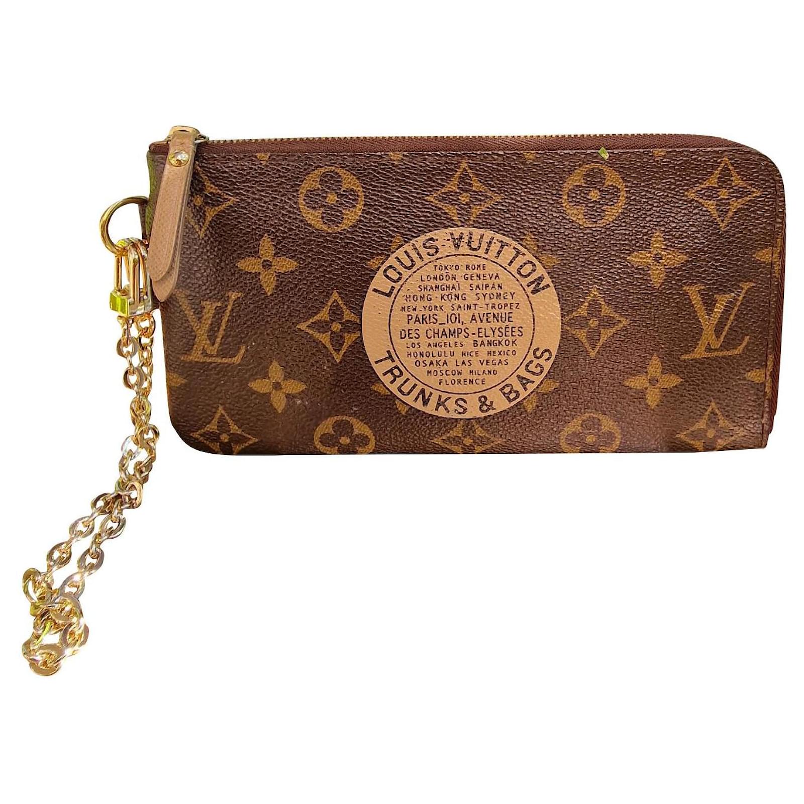 Louis Vuitton Logo Monogram Trunks And Bags Wallet On Chain Brown