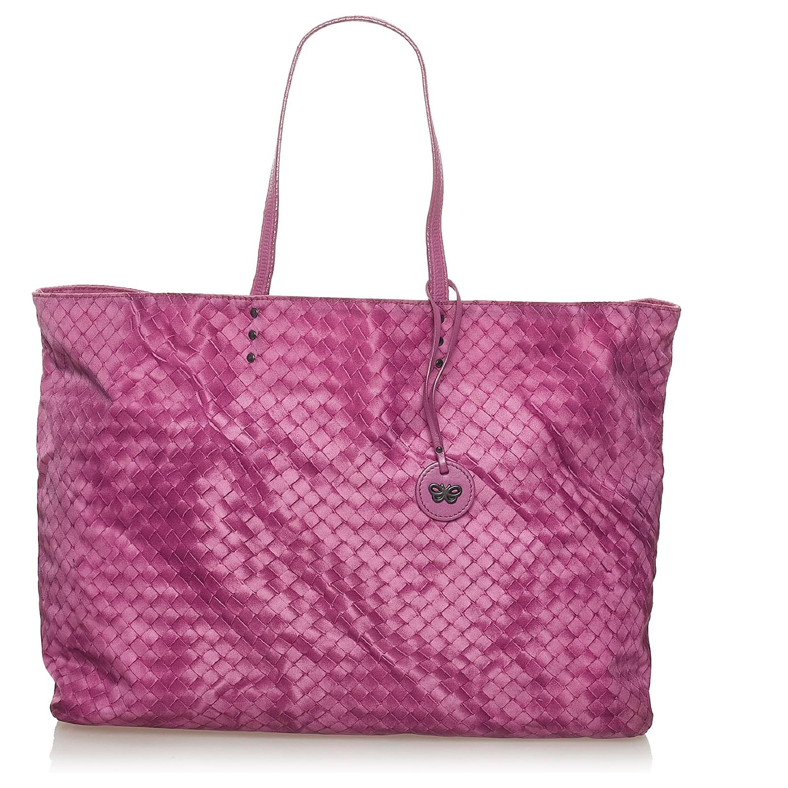 Bottega Veneta Purple Intrecciolusion Nylon Tote Bag Leather Pony-style ...