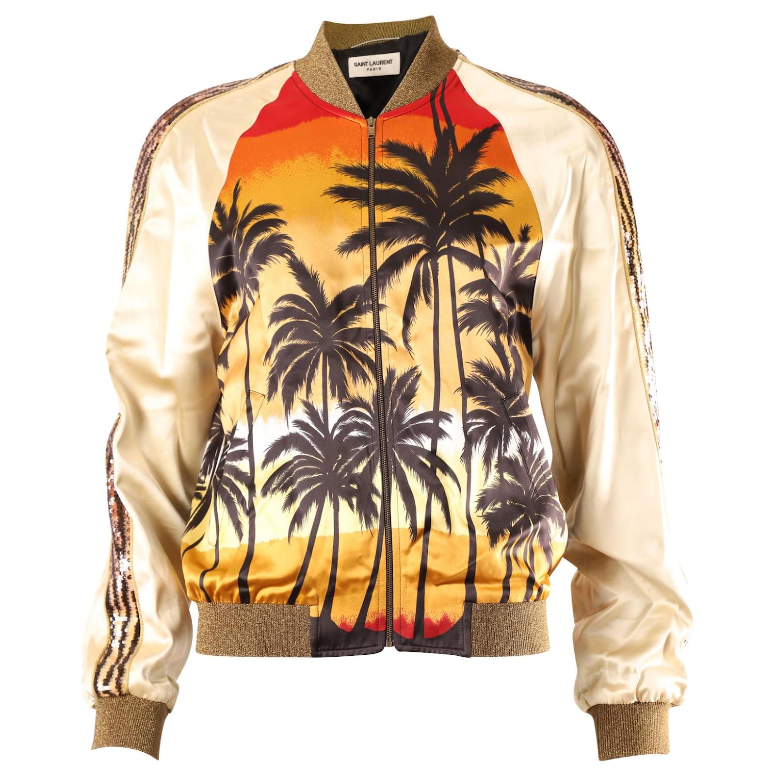Saint Laurent Palm Tree Souvenir Jacket in Beige Polyester ref