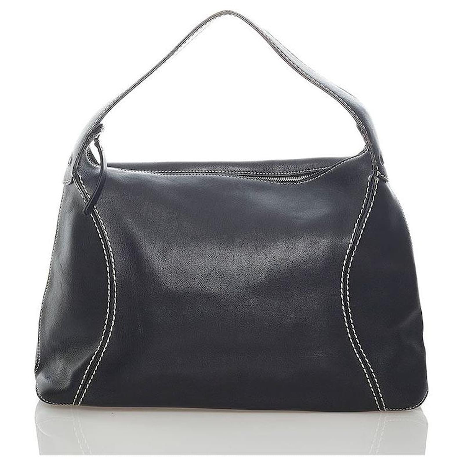 Tod's Leather Hobo Bag Black Pony-style calfskin ref.625589 - Joli Closet