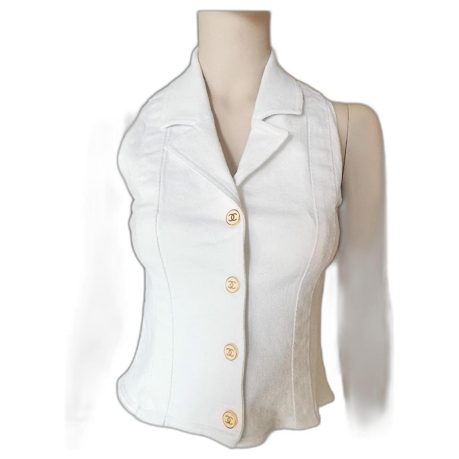 vintage chanel vest White Denim ref.625776 - Joli Closet