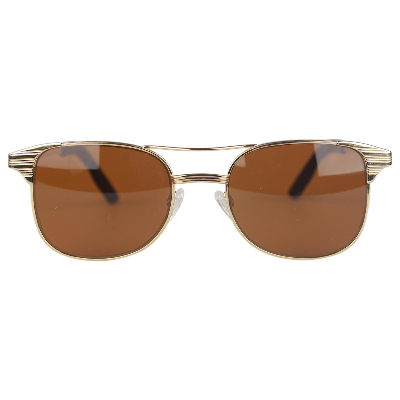 Autre Marque Vintage Aviator Sunglasses Mineral Glass Mod Lauren Golden Metal Ref 626246 Joli