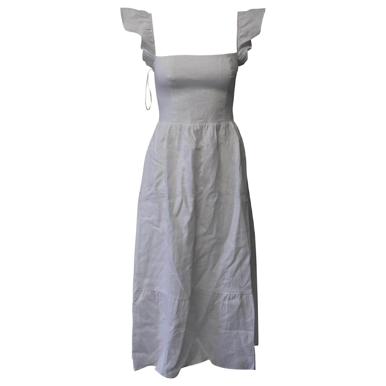 donni linen dress DONNI. The Linen Simple Pant in White
