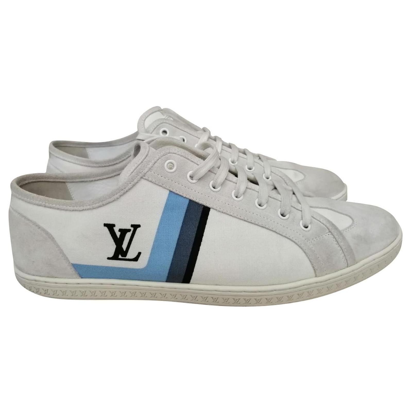 Louis Vuitton Sneakers White Grey Suede Cotton ref.626760 - Joli Closet
