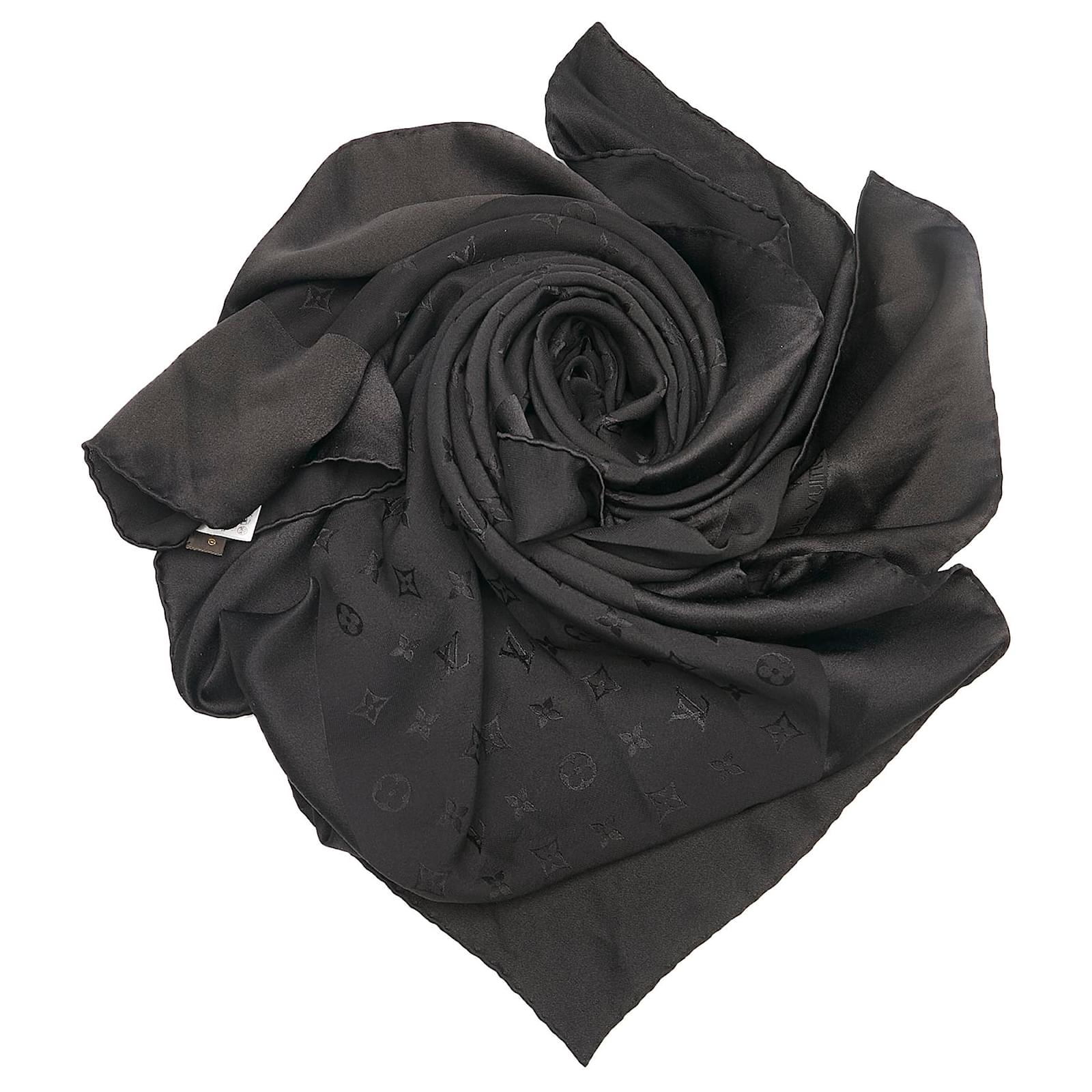 lv silk scarf black