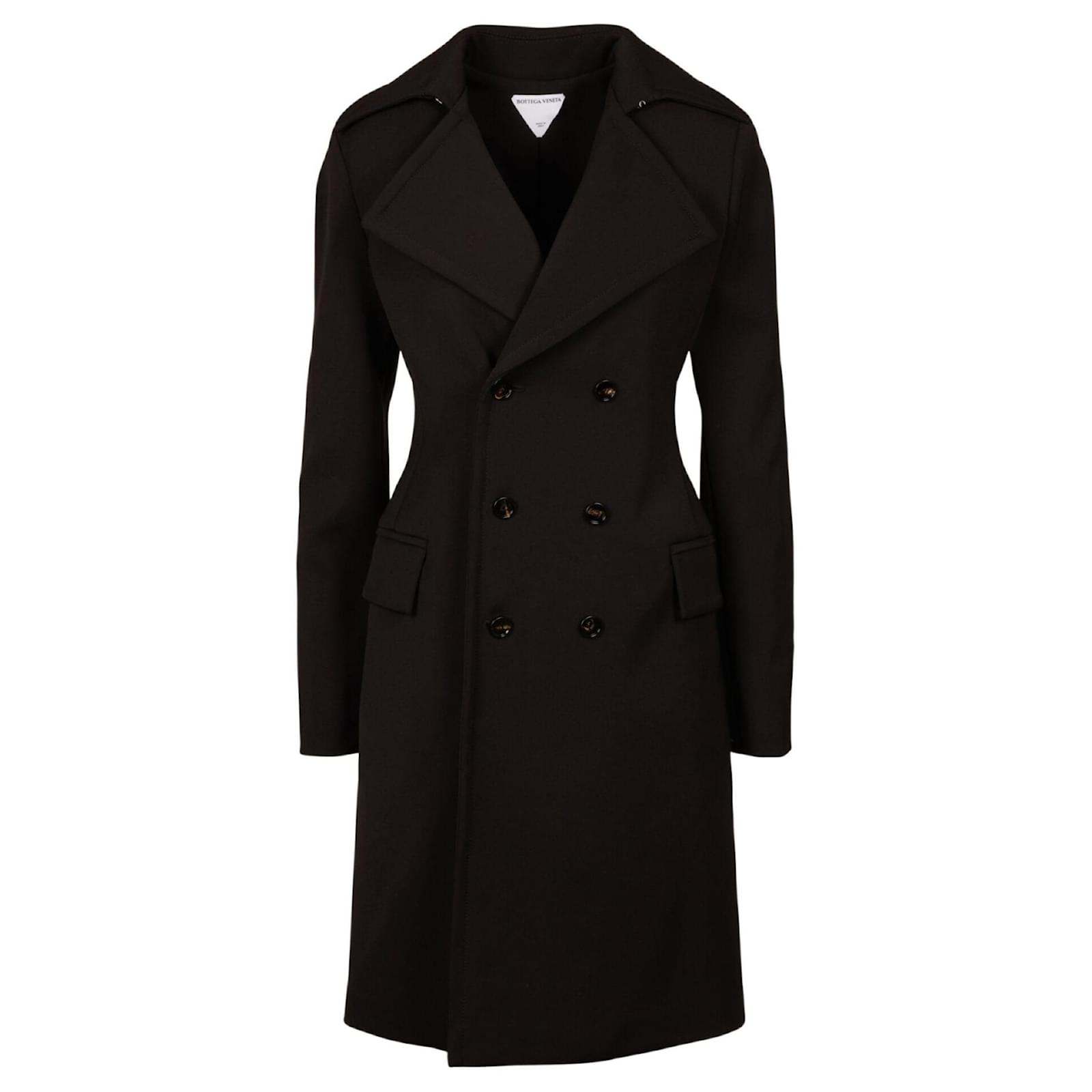 Bottega Double Cavalry Wool Coat Black ref.628045 Joli Closet