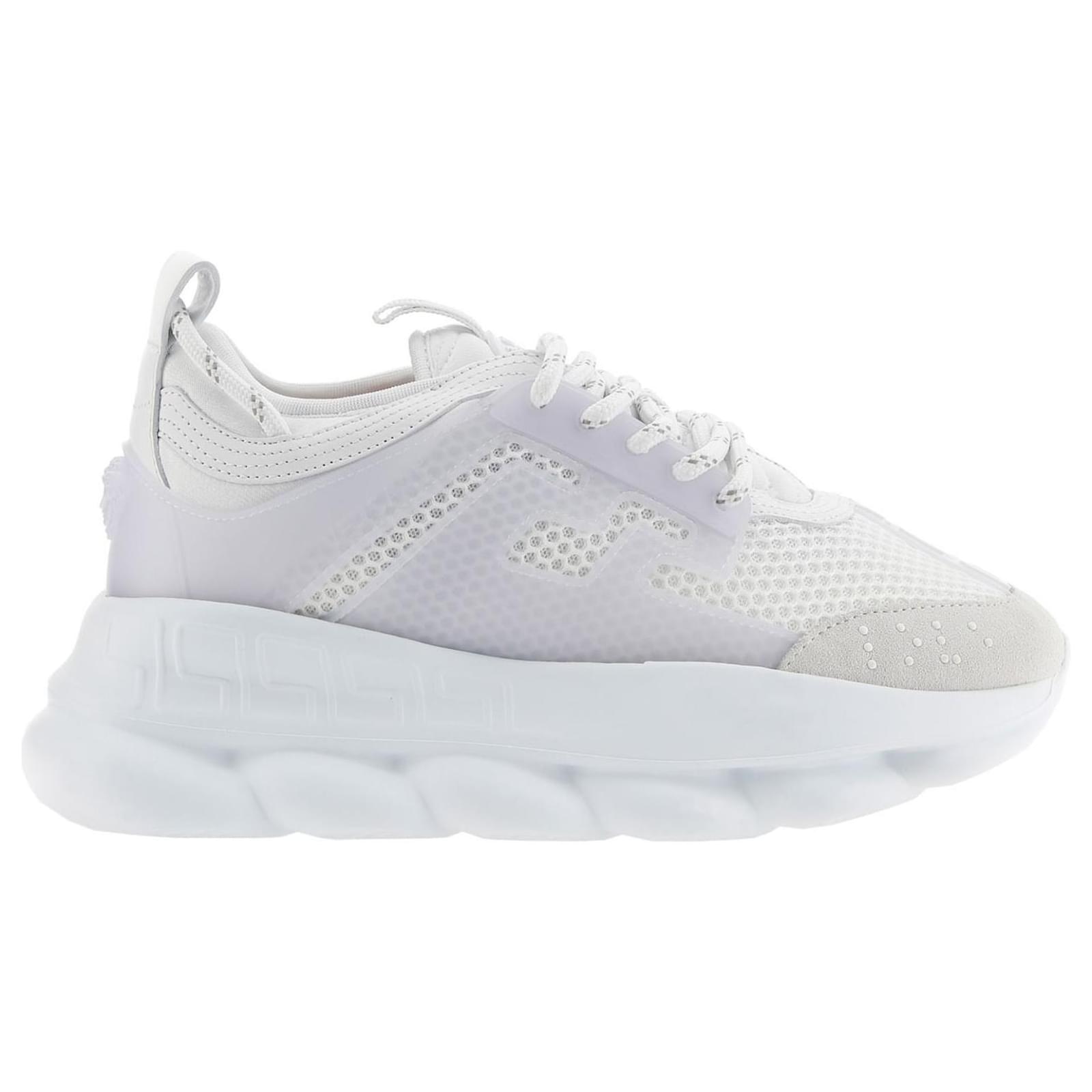 Versace White Chain Reaction Sneakers for Men