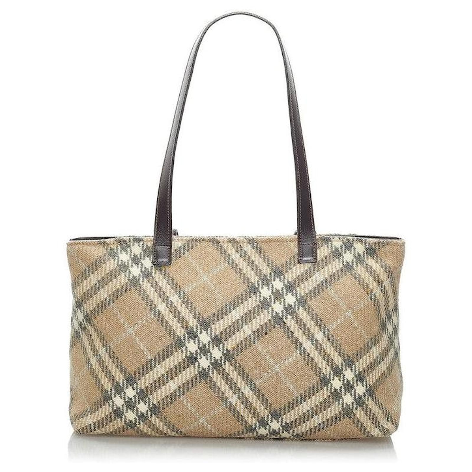 Burberry Nova Check Wool Tote Bag Brown ref.628967 - Joli Closet