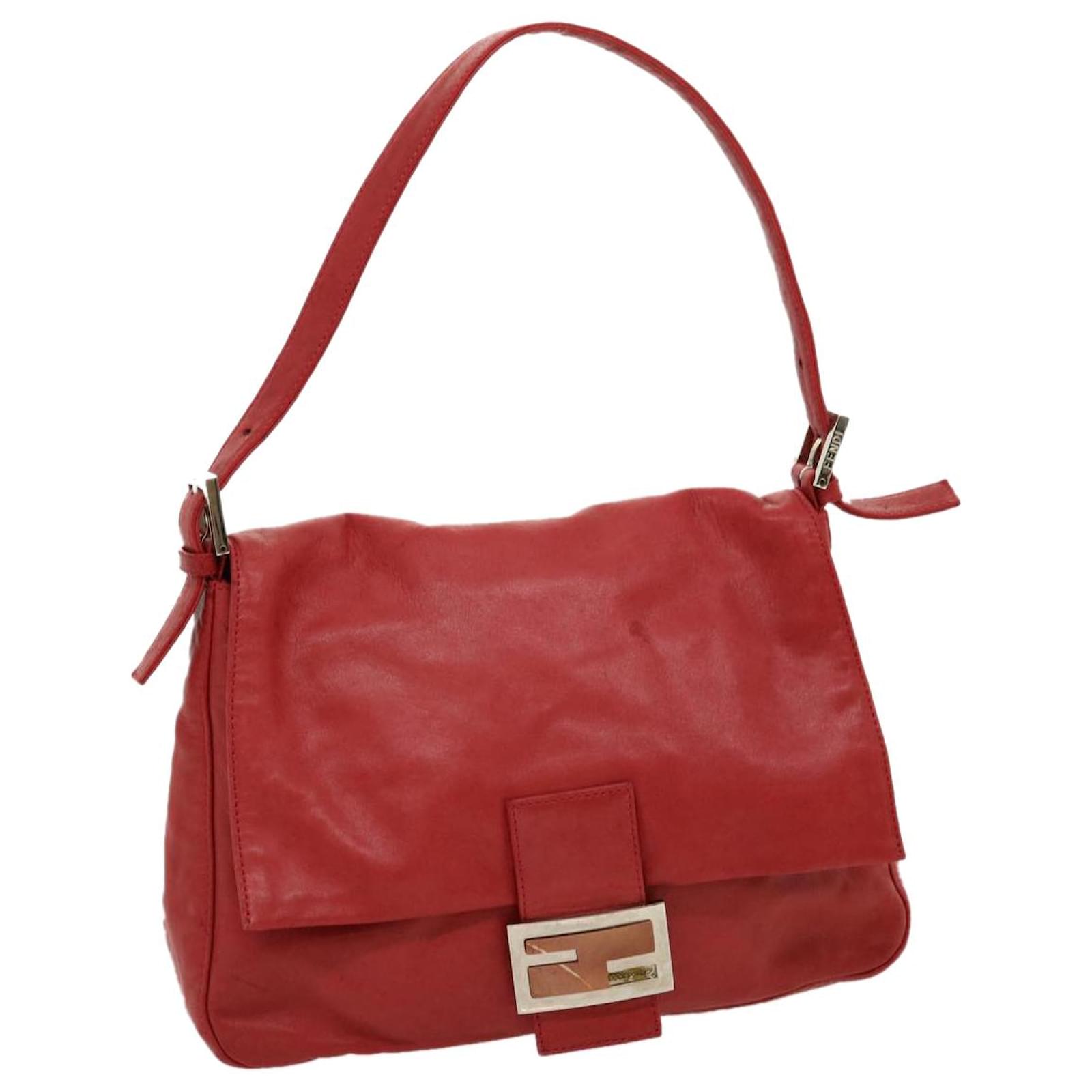 ショルダーバッグ・ポシェット FENDI Women Shoulder Bags 8BL155 ASU2F1SK0 RED FENDI Mamma Baguette Shoulder Bag Leather Red Orange Auth