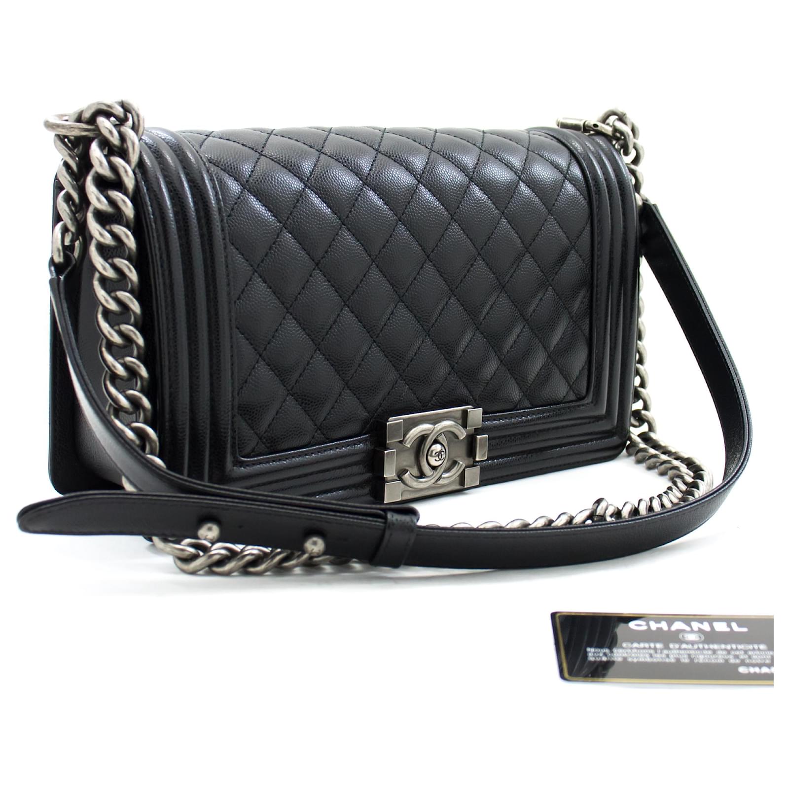 Chanel Boy 2019 Grained calf leather Chain Shoulder Bag Black Caviar  ref.629217 - Joli Closet