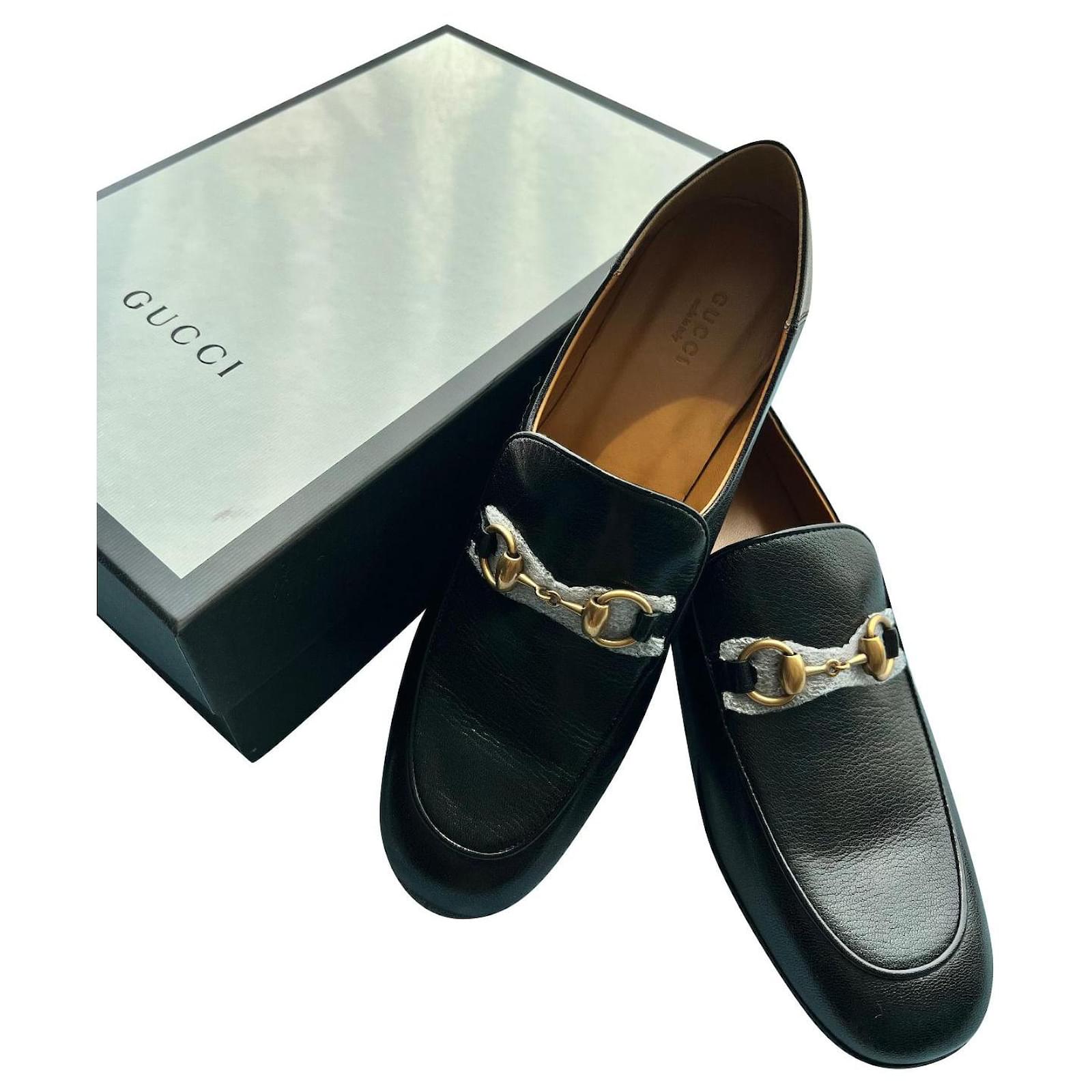 Gucci Black Leather Horsebit Quentin Slip On Loafers Size  Gold  hardware  - Joli Closet