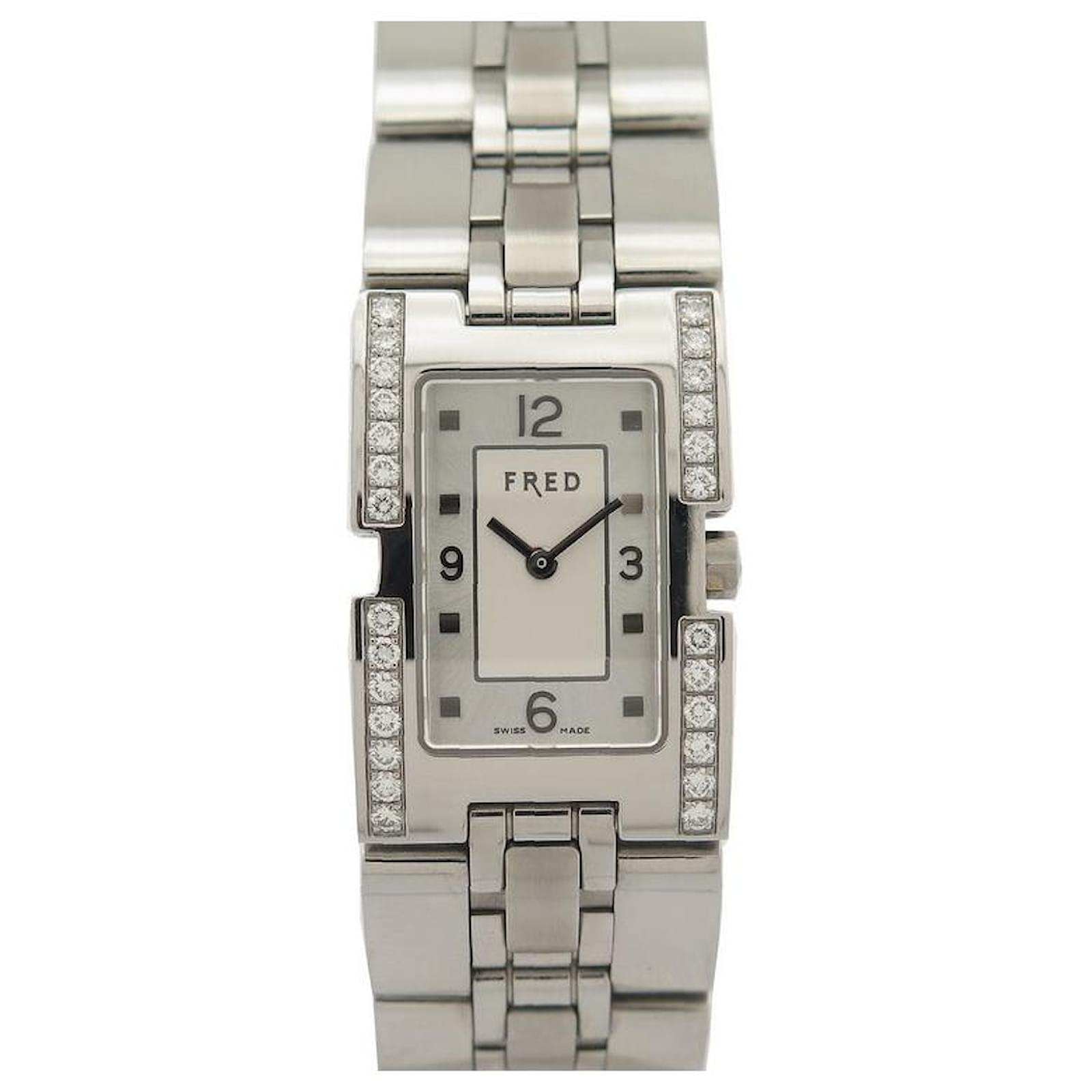 FRED WATCH LINE 36 R12-101 29 x 20 MM IN STEEL AND DIAMONDS WOMAN ...