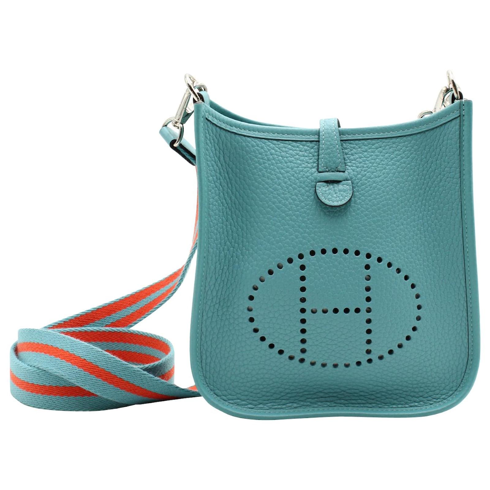 HERMES Evelyne TPM Clemence Leather Crossbody Bag Teal