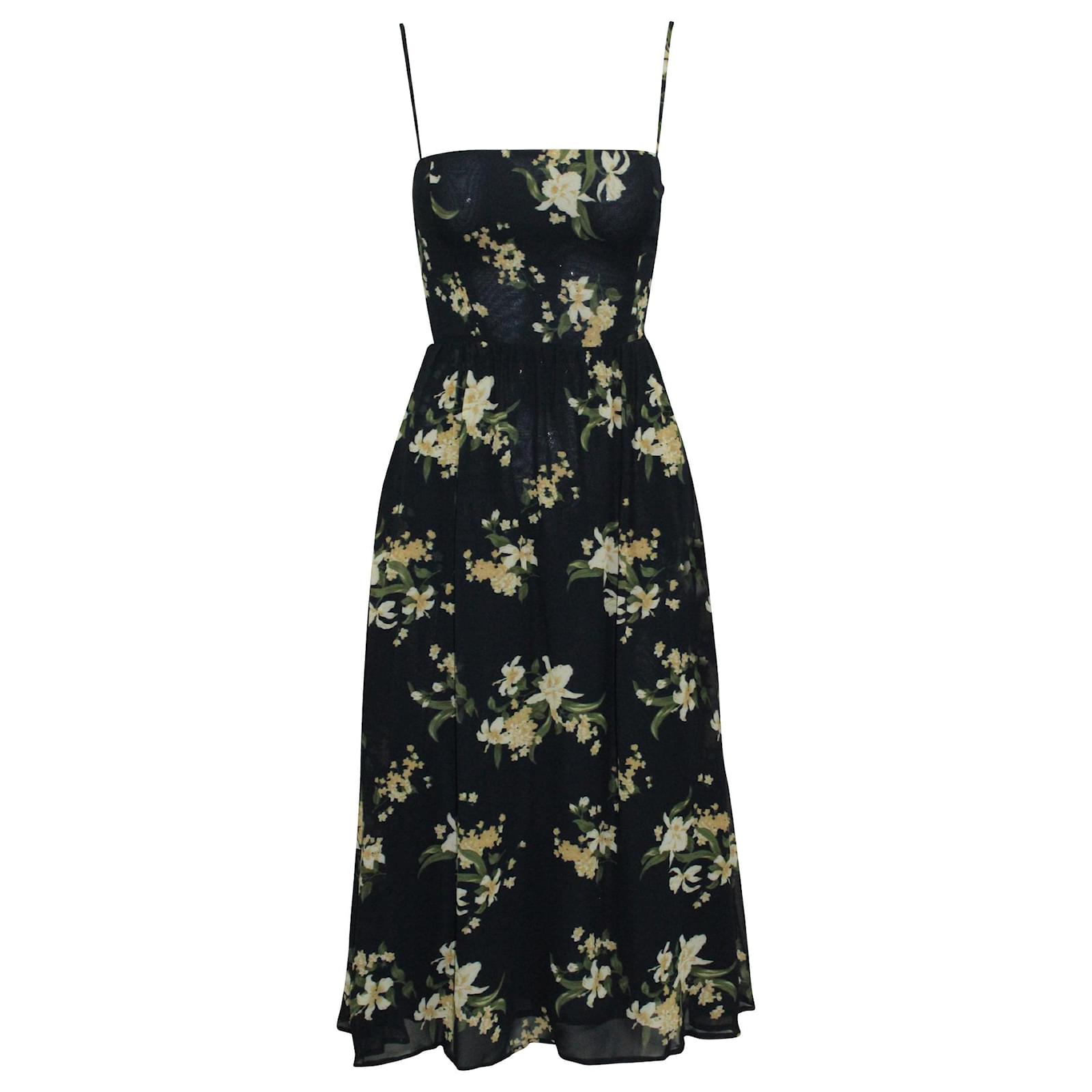 Reformation Kourtney Floral Printed Dress in Multicolor Viscose ...