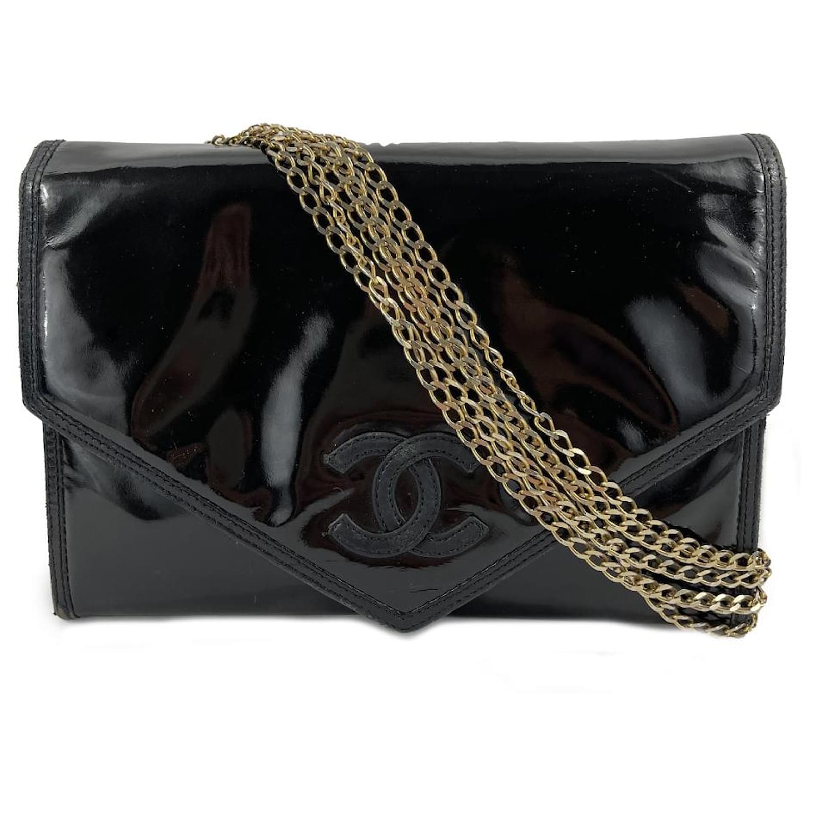chanel vintage clutch purse black