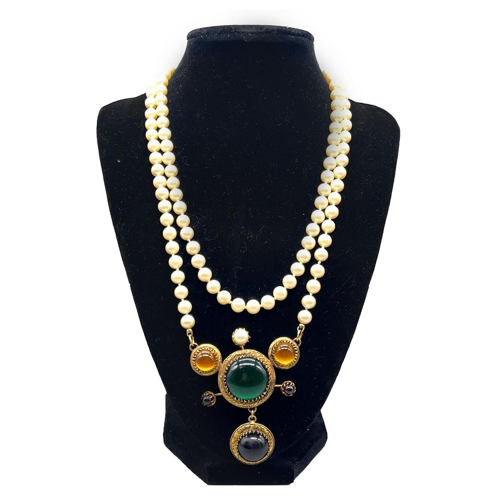 Byzantine CHANEL GRIPOIX old NECKLACE, Vintage from the 40s, Gripoix glass  For Sale at 1stDibs