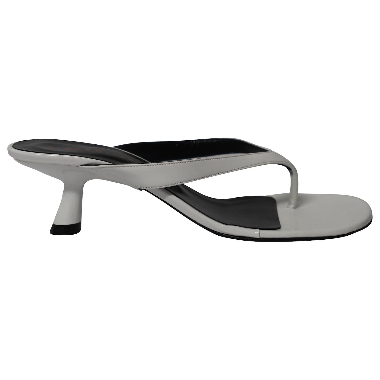 Simon Miller Beep 45 Thong Sandals in White Patent Leather